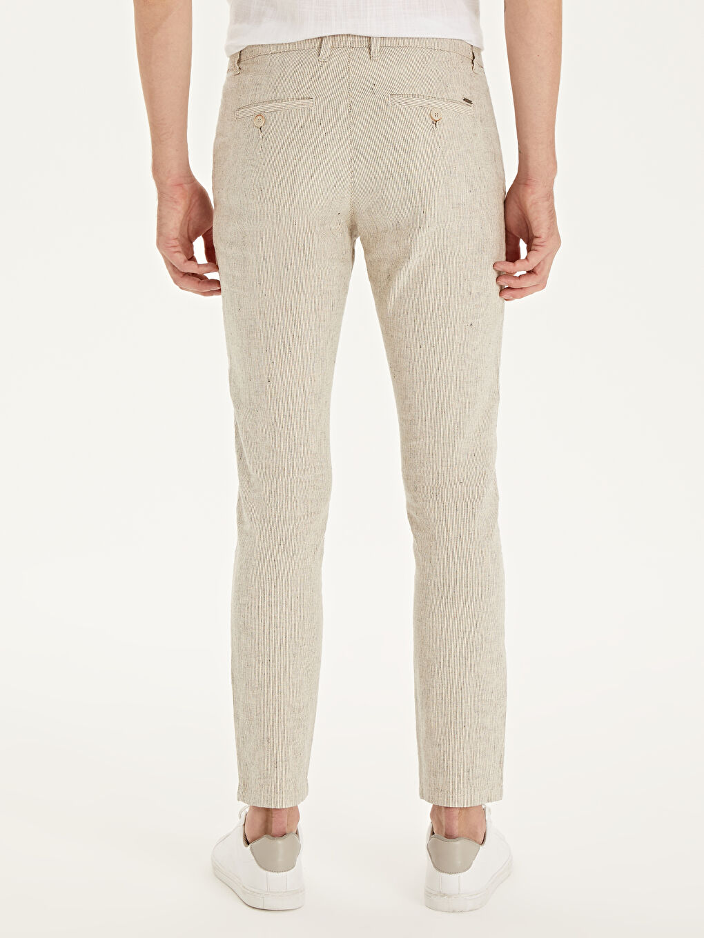 Gri Slim Fit Karışımlı Bilek Boy Pantolon-6