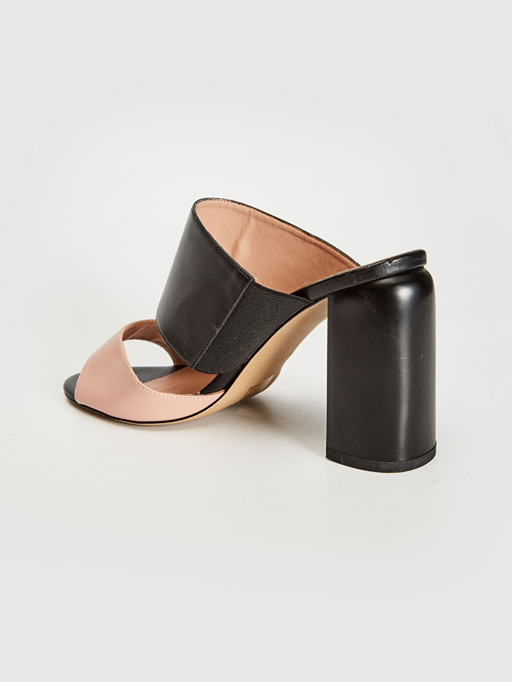 Pembe Kadın Çift Bantlı Topuklu Terlik-2