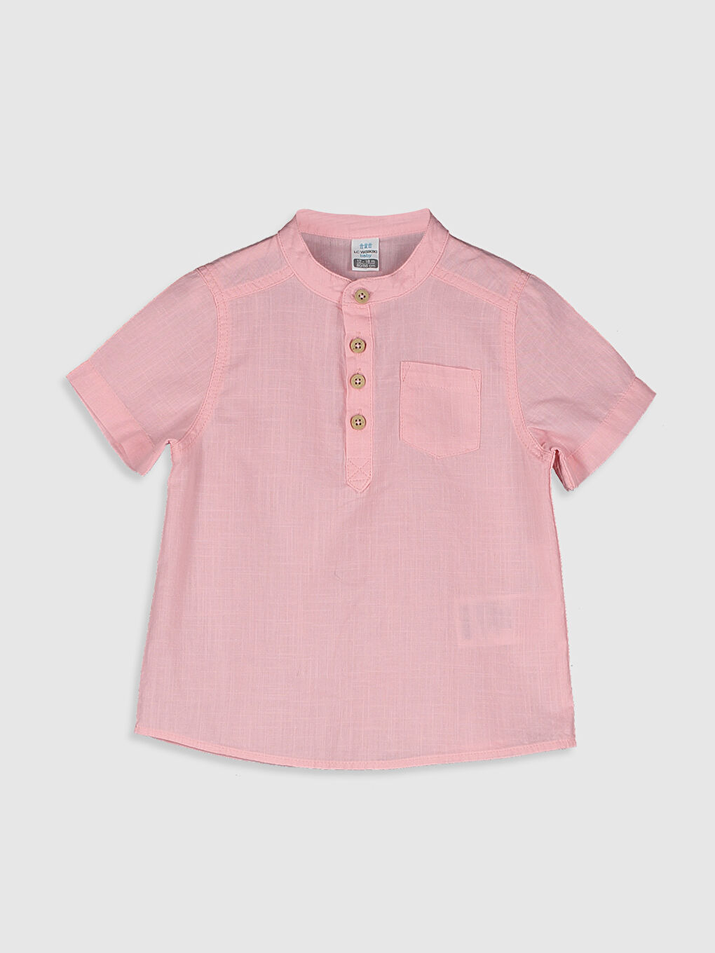 Grandad Collar Short Sleeve Basic Poplin Baby Boy Shirt