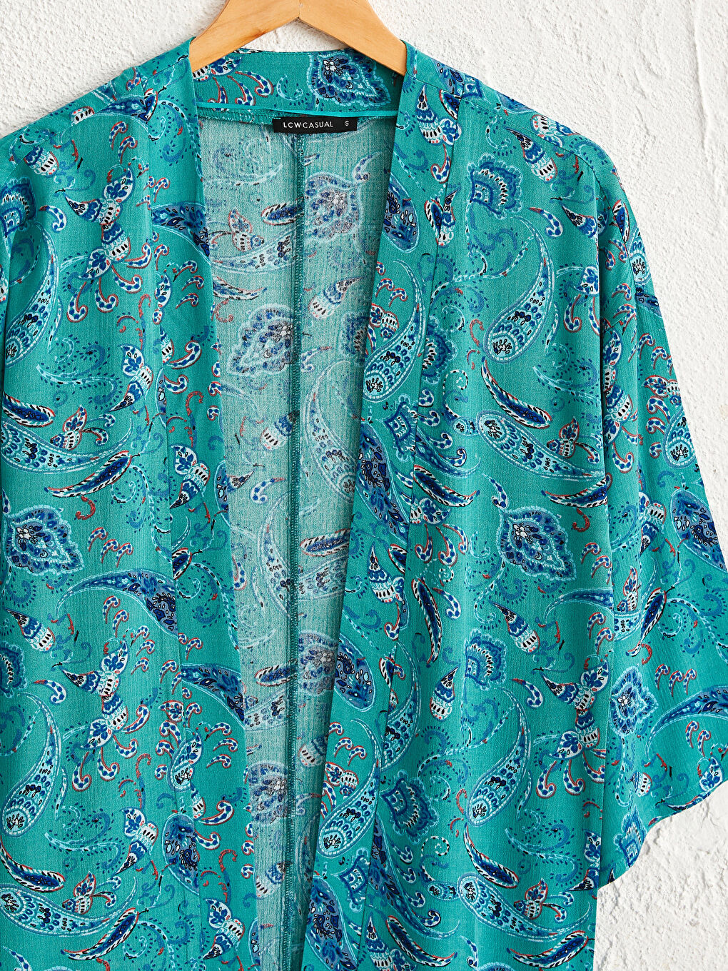 Mavi Desenli Viskon Uzun Kollu Kadın Kimono-1