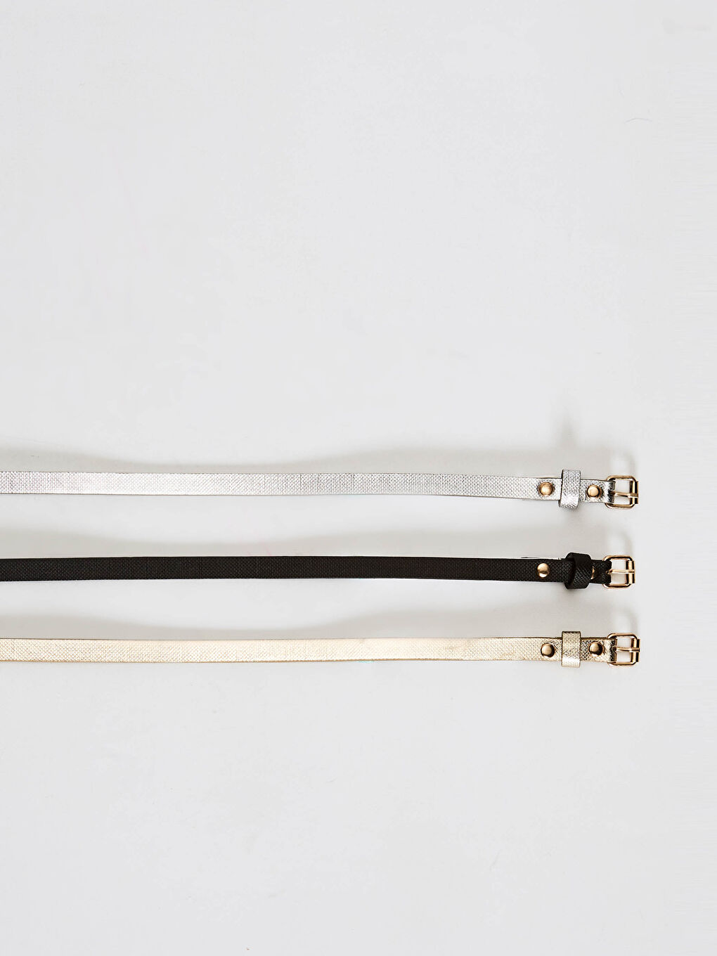 Karışık Deri Görünümlü Kemer 3'lü