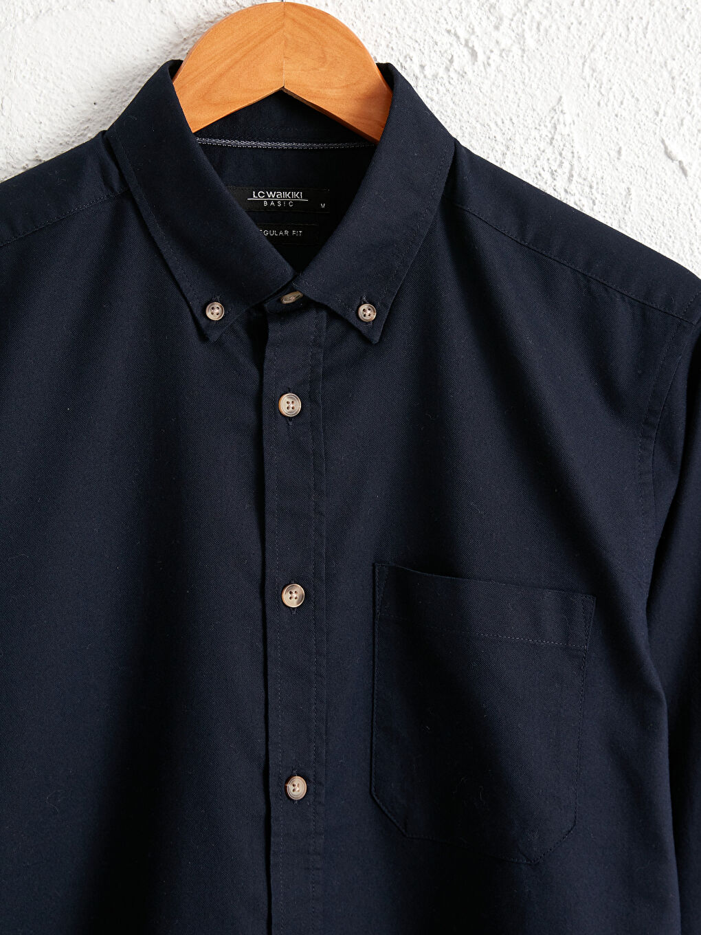 Lacivert Regular Fit Uzun Kollu Oxford Gömlek-2