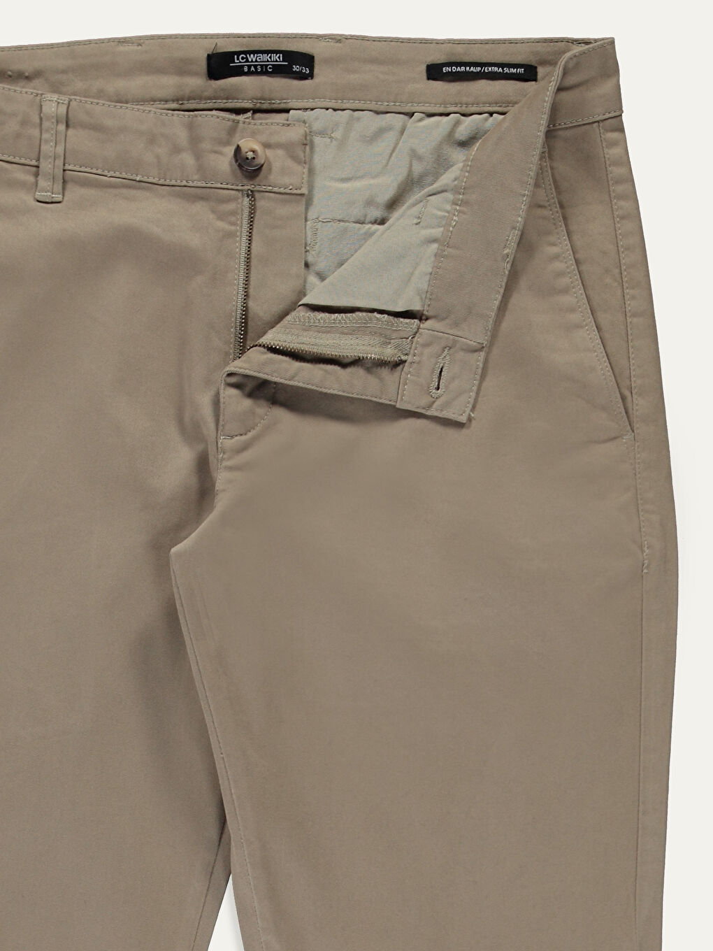 Bej Ekstra Dar Kalıp Gabardin Chino Pantolon-5