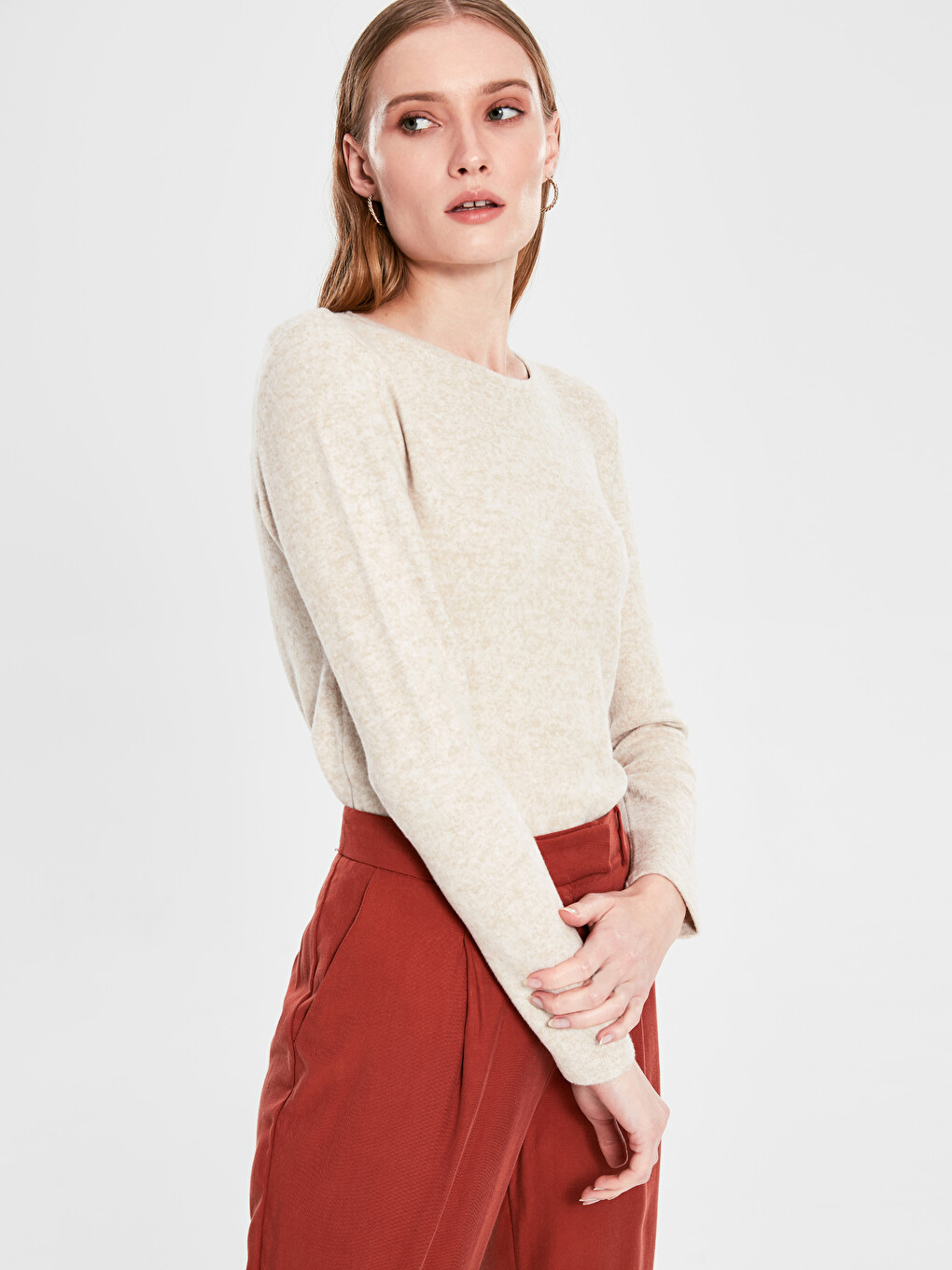 Crew Neck Basic Long Sleeve T-shirt-1