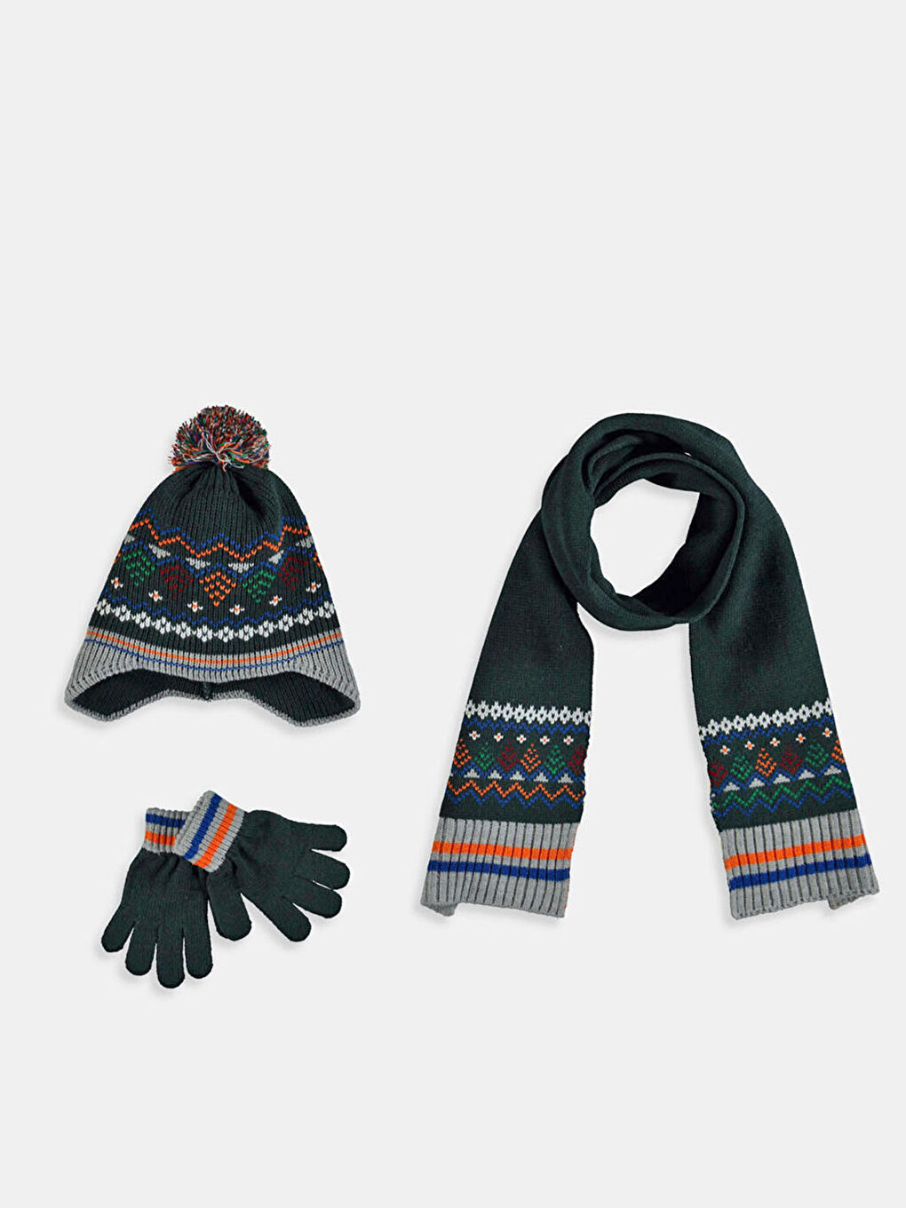 Lacivert Erkek Çocuk Triko Atkı Bere ve Eldiven Takım