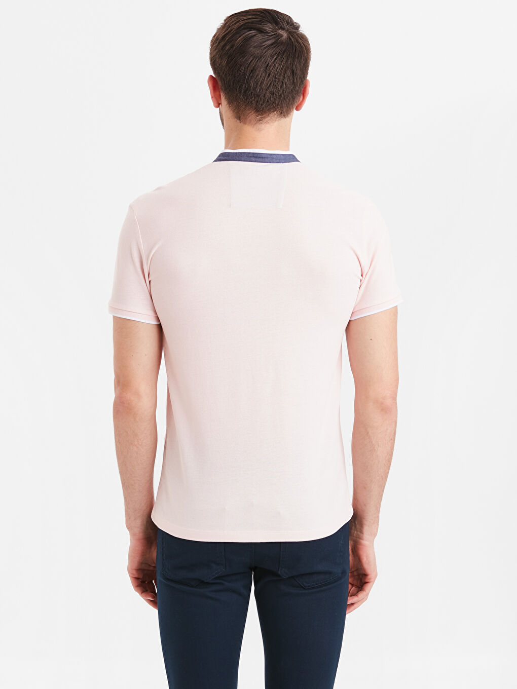 Grandad Collar and Short Sleeve Cotton T-Shirt-2
