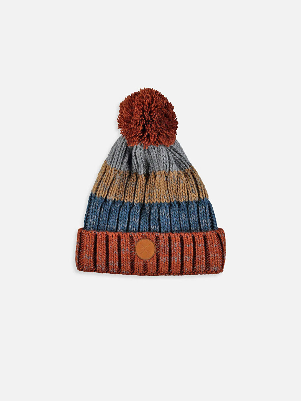 Turuncu Erkek Çocuk Ponponlu Atkı ve Bere-1