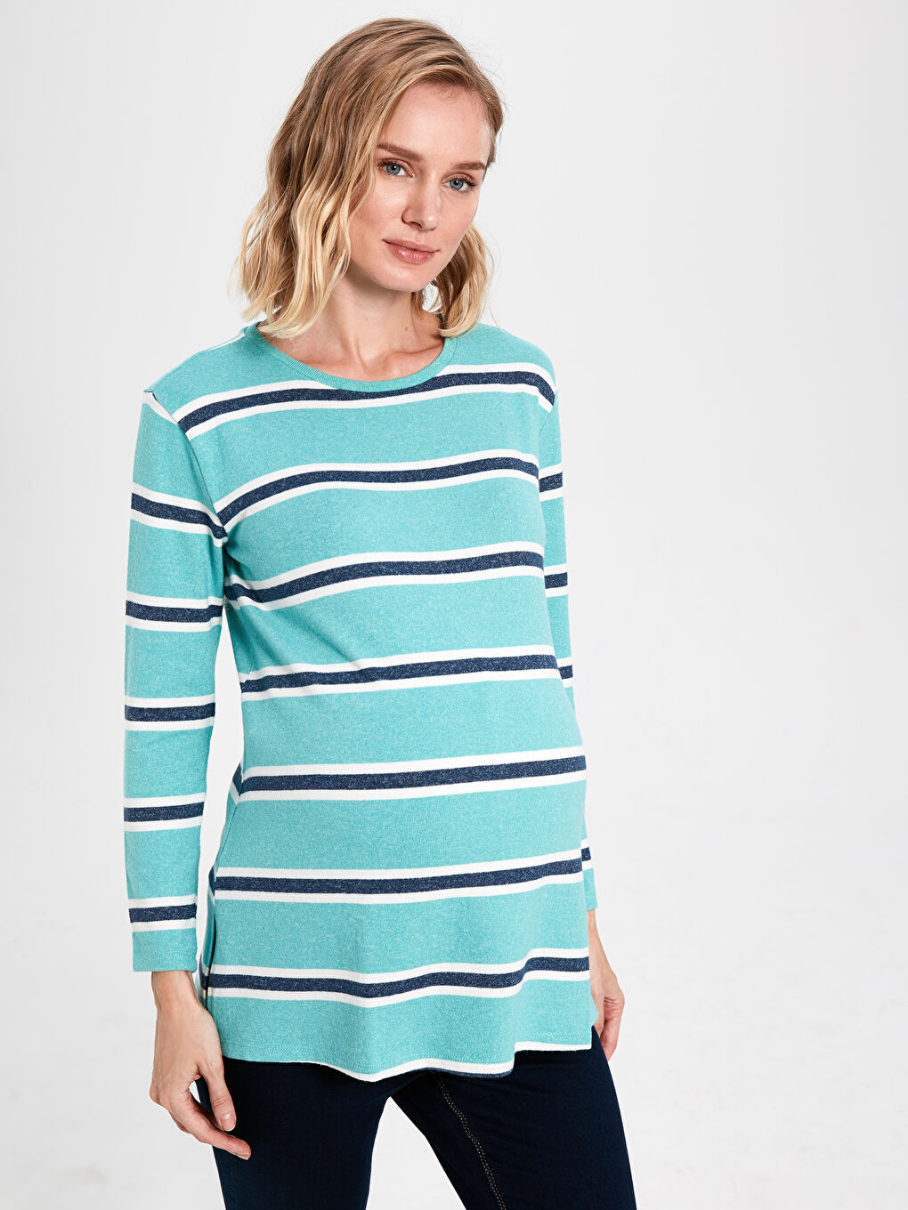 Yeşil Çizgili Hamile Tişört-2