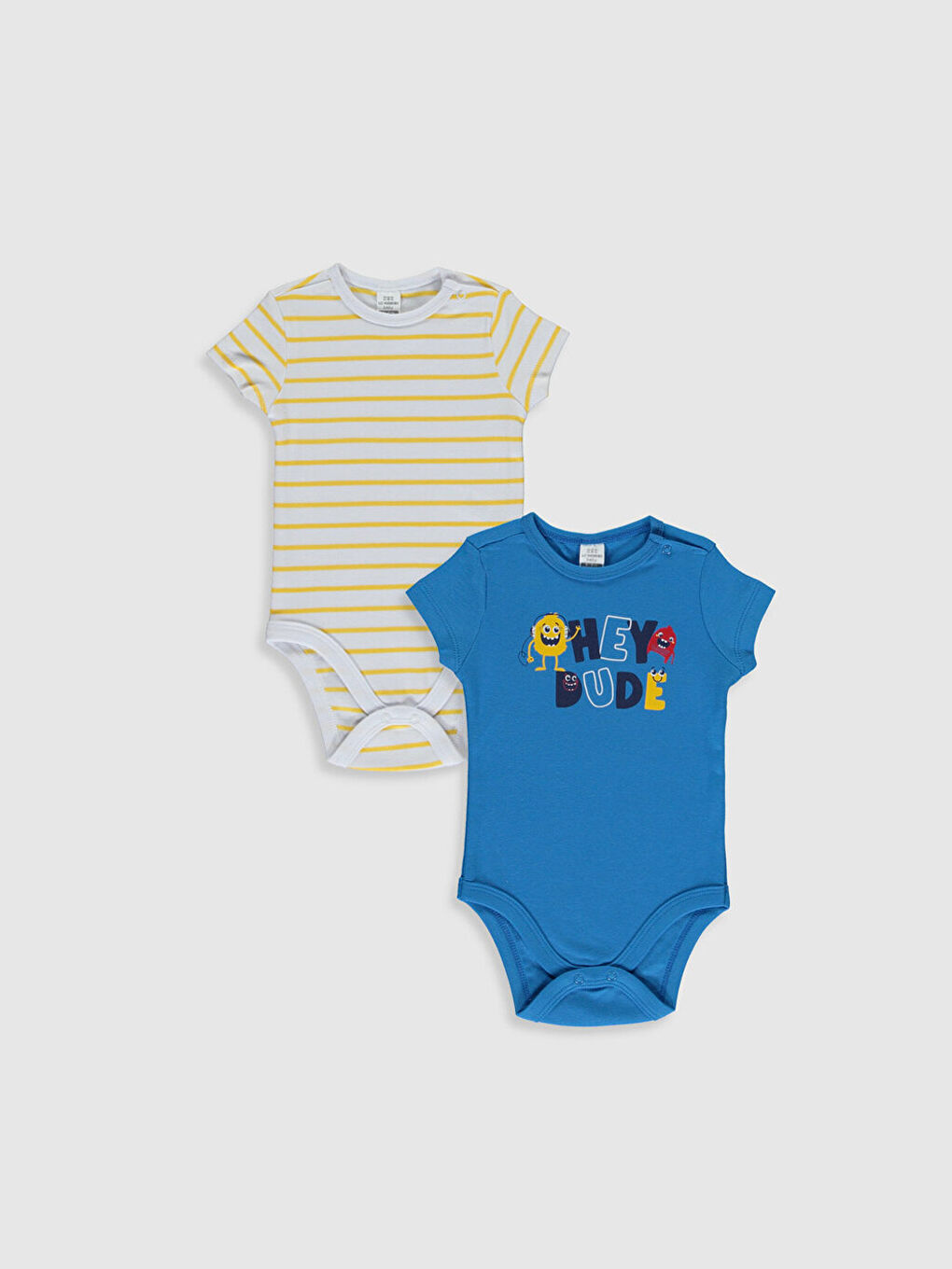Mavi Erkek Bebek Pamuklu Çıt Çıtlı Body 2'li