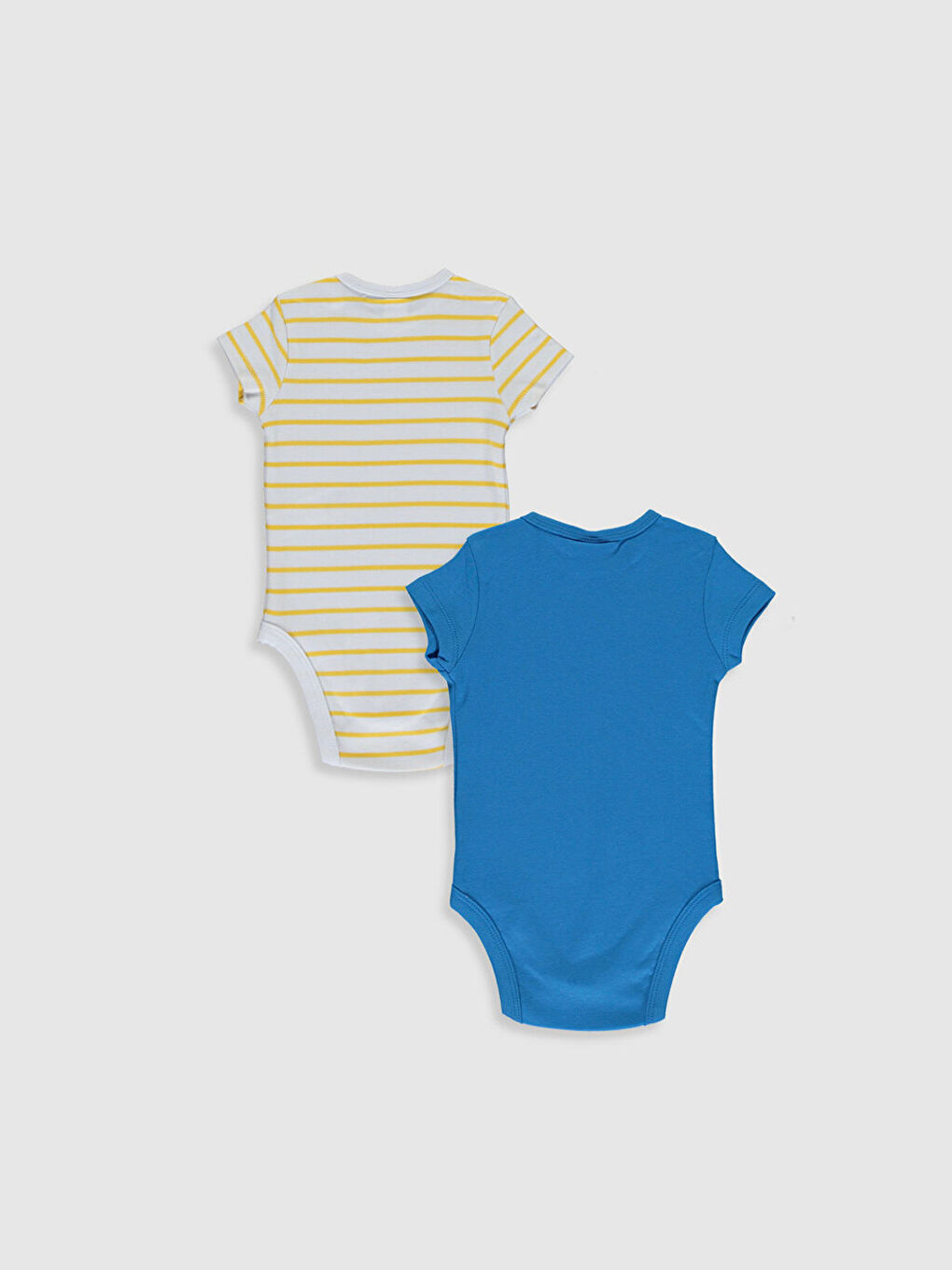 Mavi Erkek Bebek Pamuklu Çıt Çıtlı Body 2'li-1
