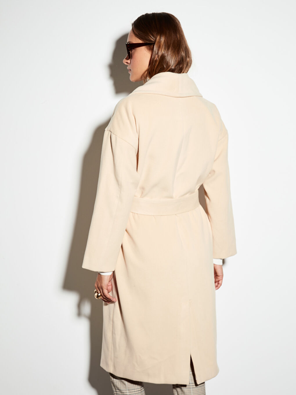 Bej Kadın Kaşe Kaban-4