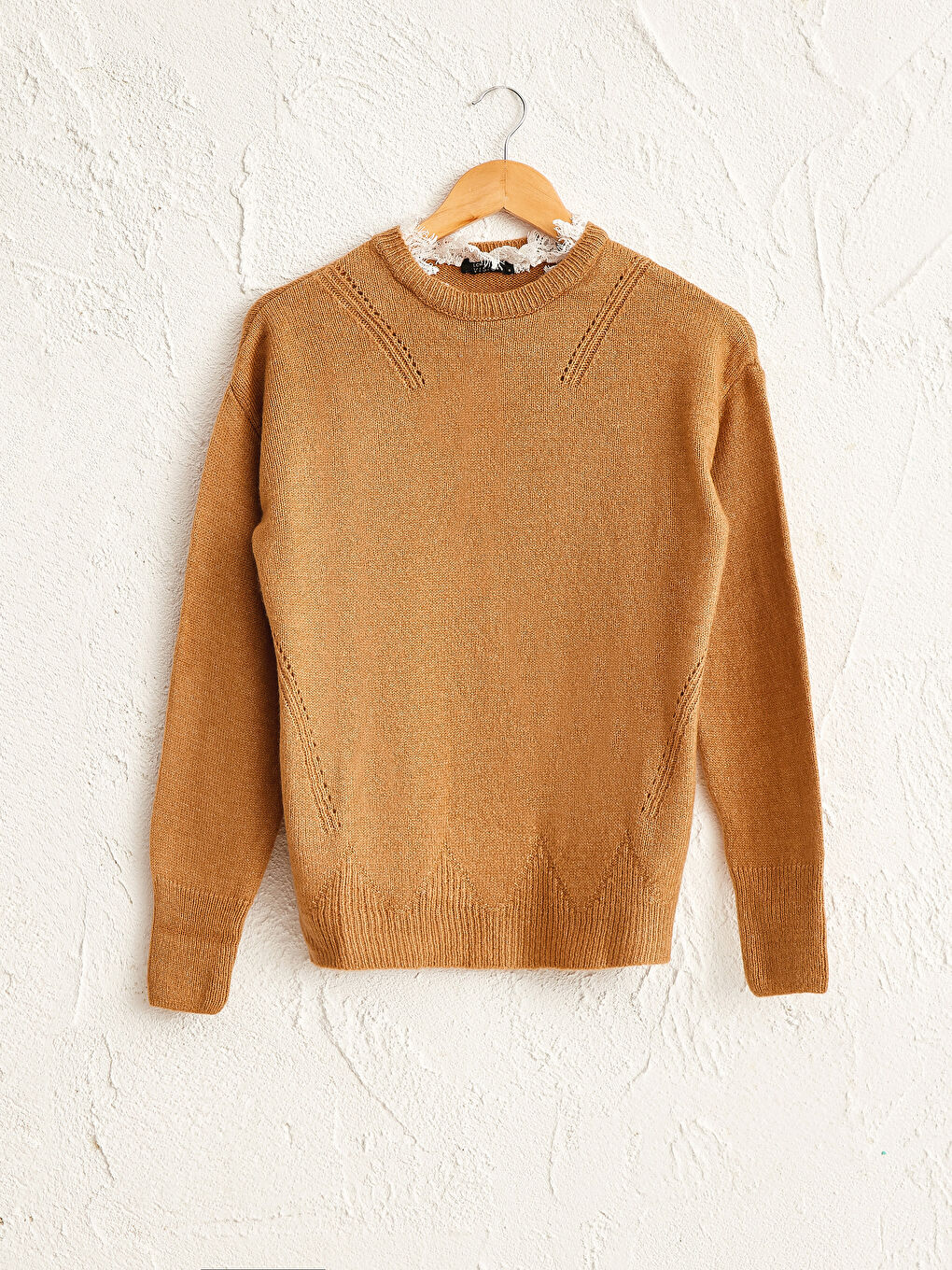 LCW Vision Lace Detailed Collar Heavy Tricot Jumper -9WN140Z8-JSA