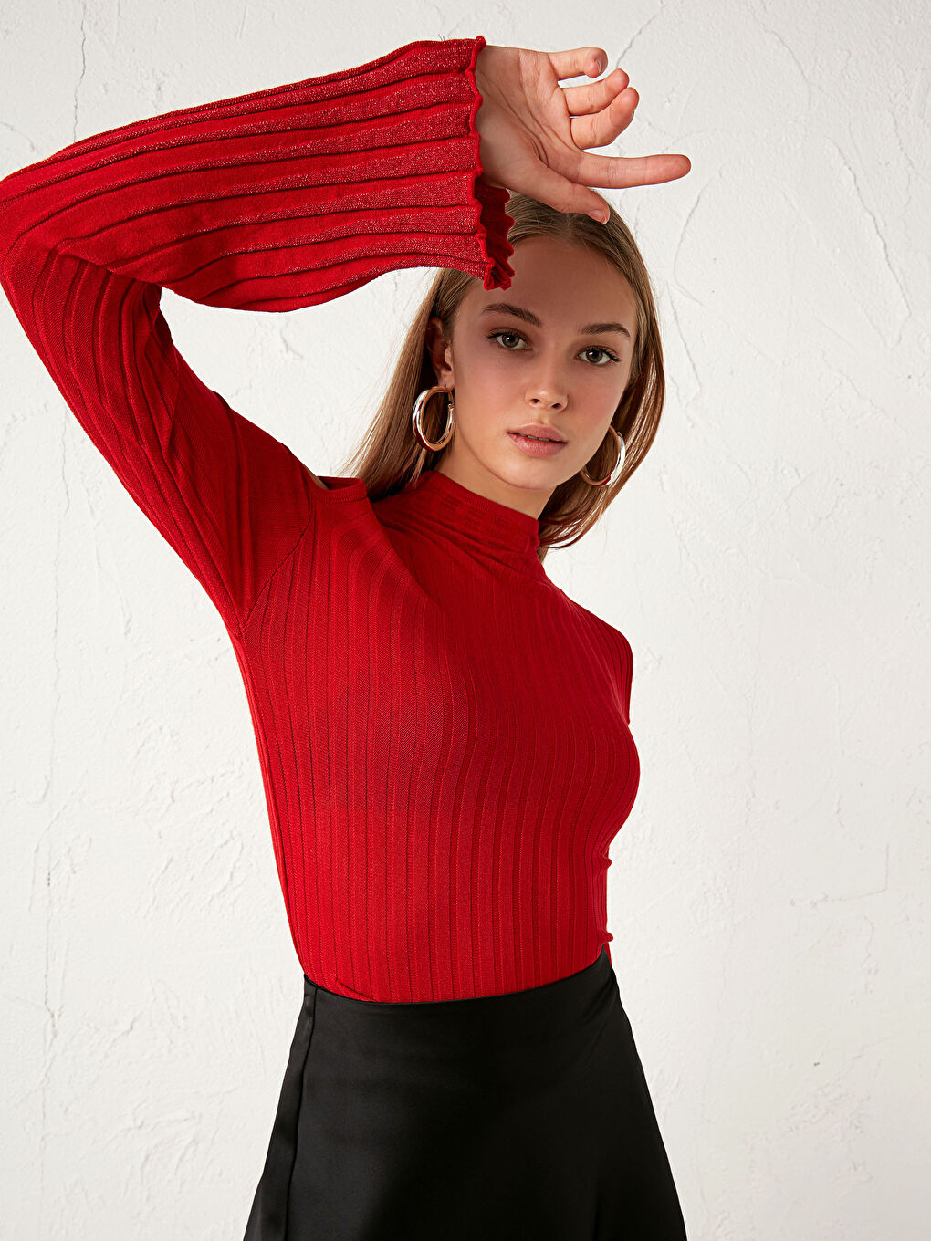 Open Shoulder Mock Turtleneck Tricot Jumper -9WO595Z8-HJY