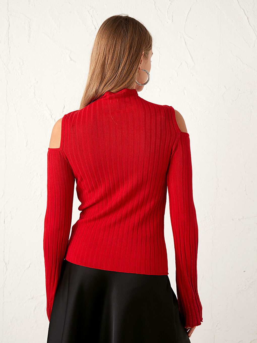 Open Shoulder Mock Turtleneck Tricot Jumper -9WO595Z8-HJY