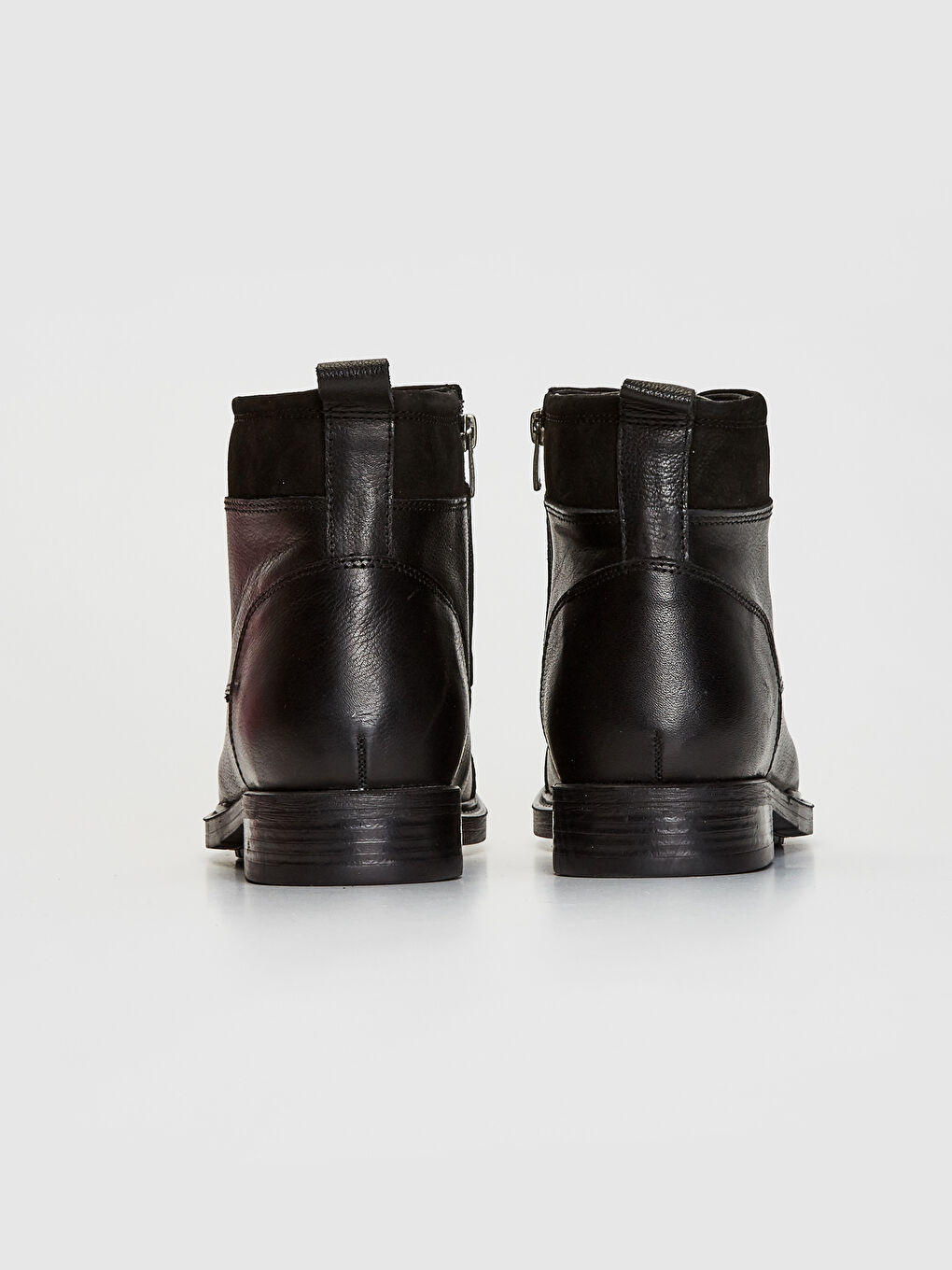 Siyah Erkek Fermuarlı Hakiki Deri Bot-5