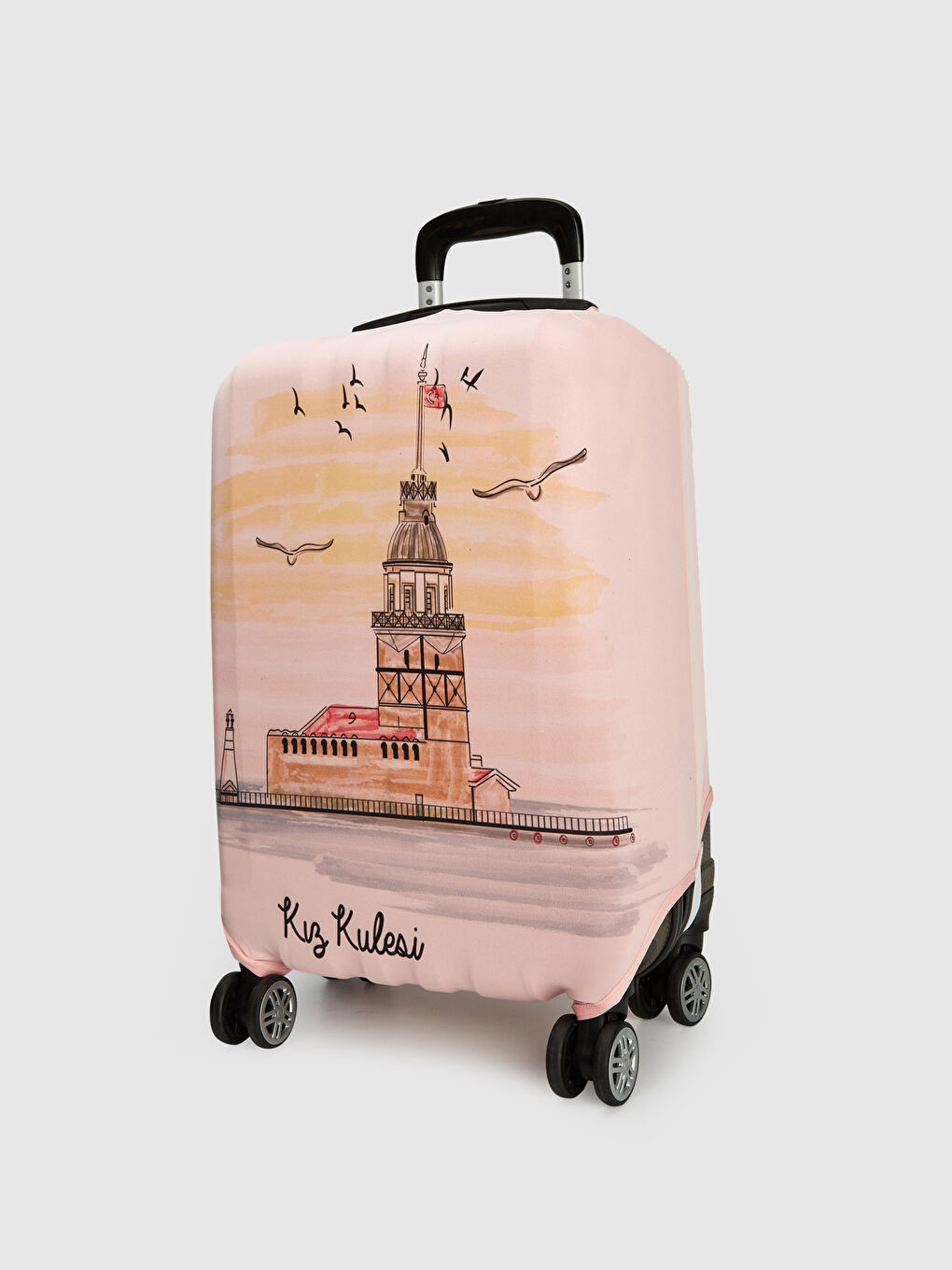 Pembe Küçük Boy Valiz Kılıfı-1