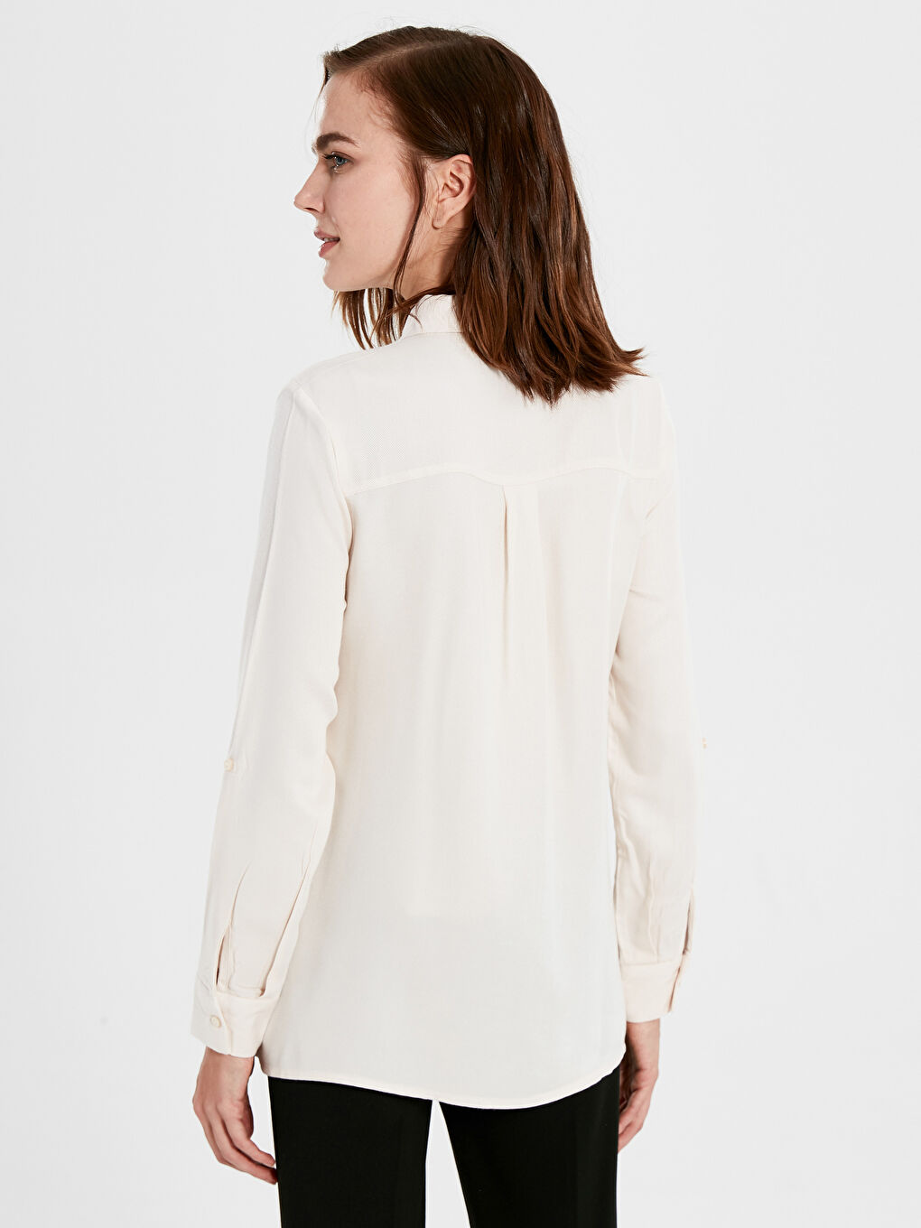 Gri Viskon Hamile Uzun Kollu Gömlek-2