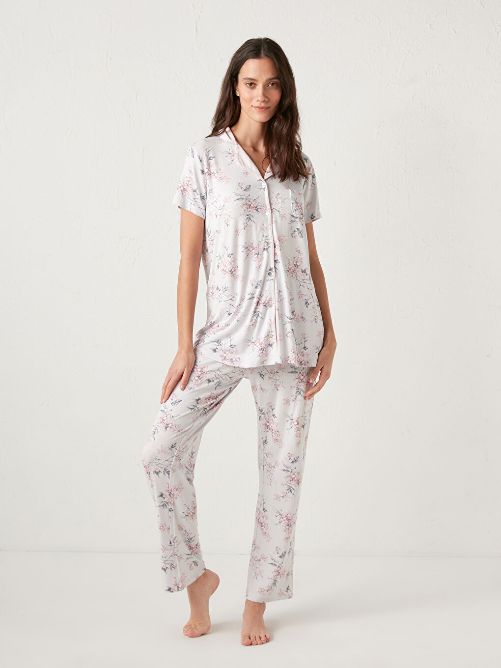 Floral Viscose Pyjamas Set-3