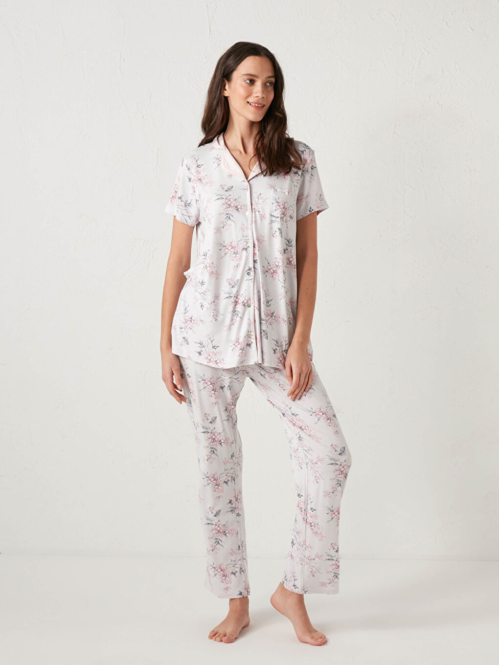 Floral Viscose Pyjamas Set-4