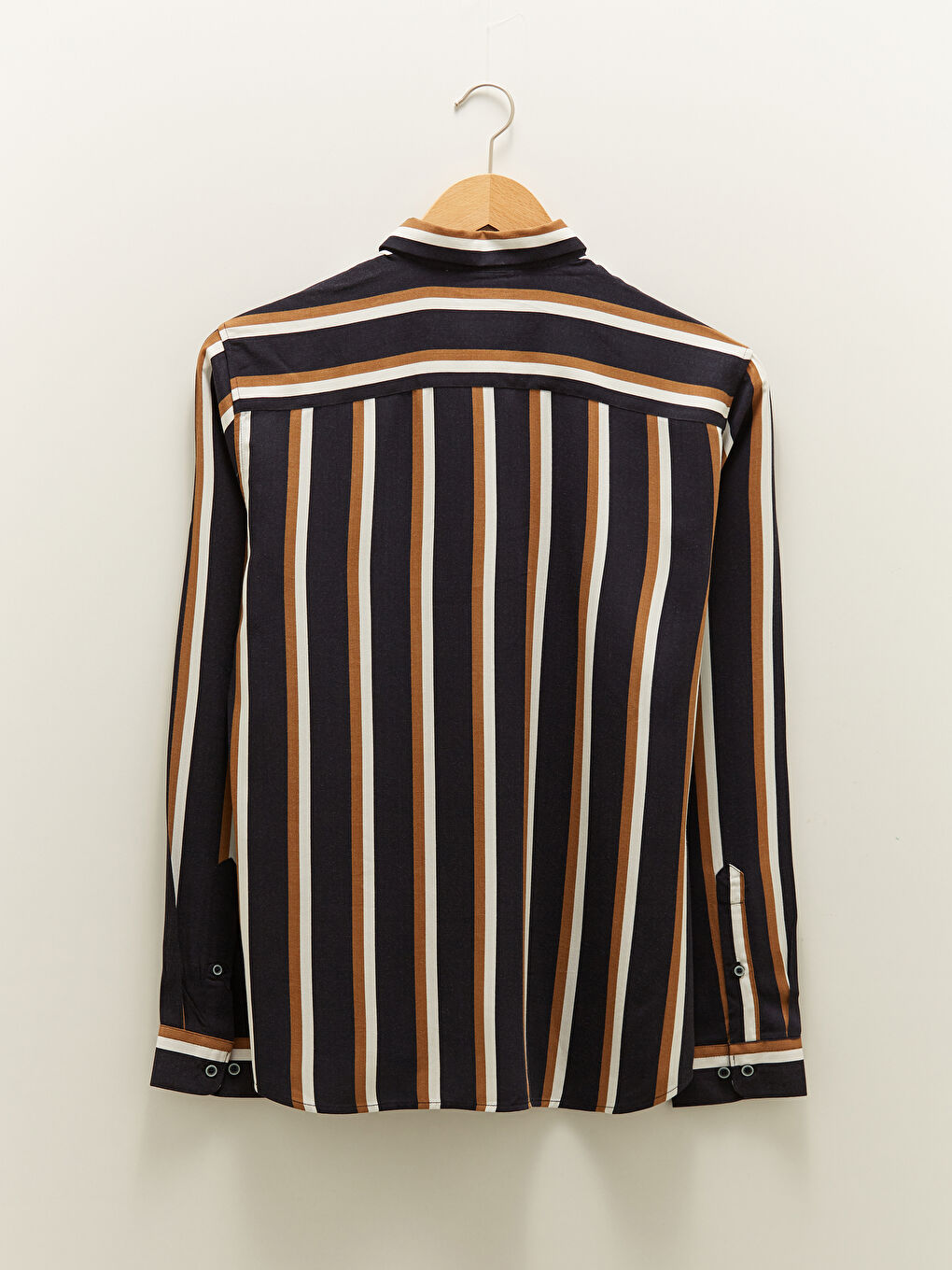 Lacivert Slim Fit Uzun Kollu Çizgili Erkek Gömlek-6