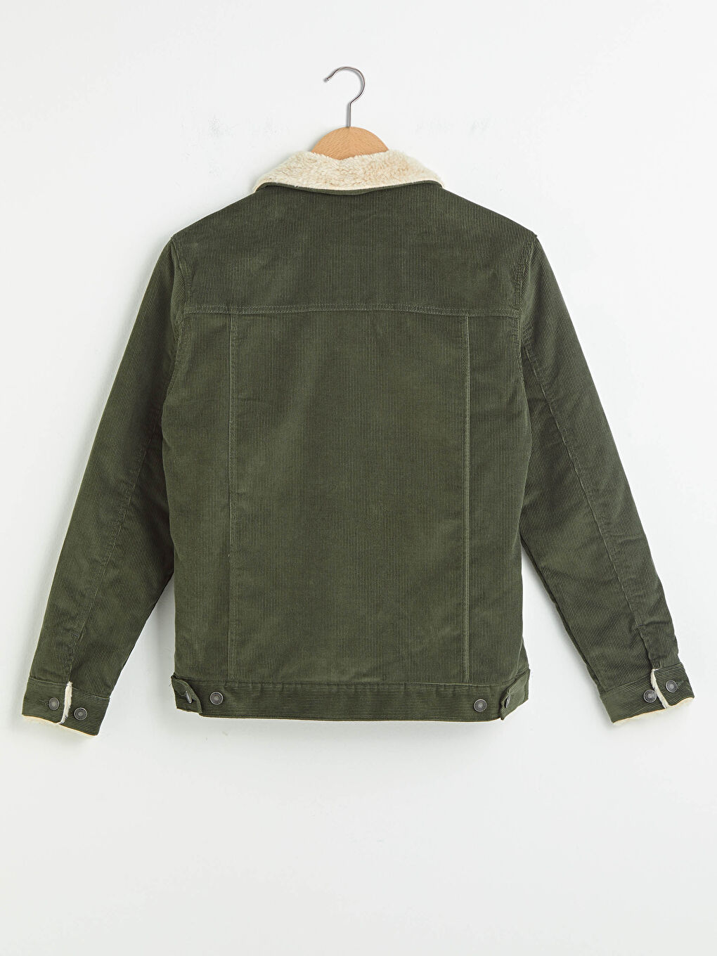 Haki Slim Fit Kürk Yaka Kadife Erkek Mont-11