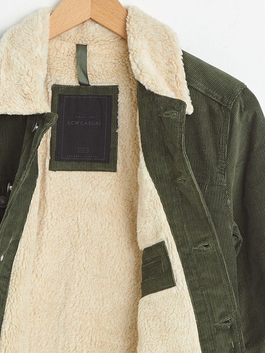 Haki Slim Fit Kürk Yaka Kadife Erkek Mont-12