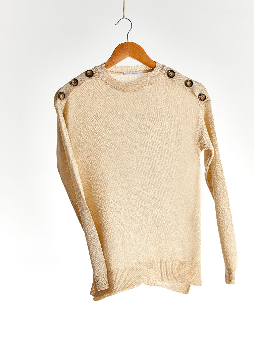 Bej Bisiklet Yaka Kadın Kazak-1