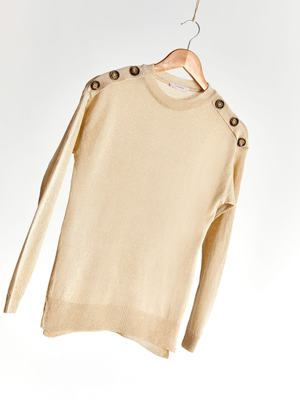 Bej Bisiklet Yaka Kadın Kazak-2