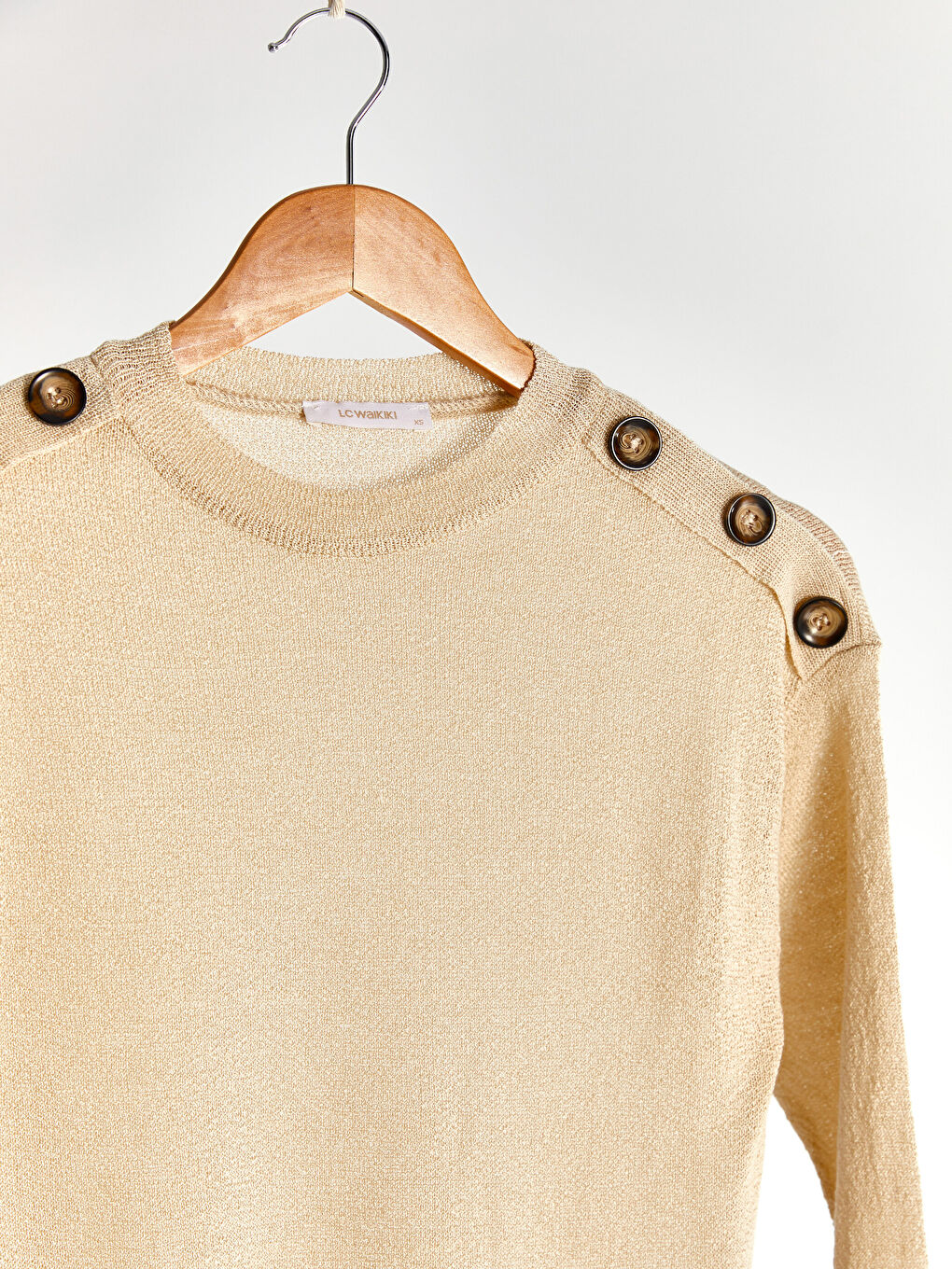 Bej Bisiklet Yaka Kadın Kazak