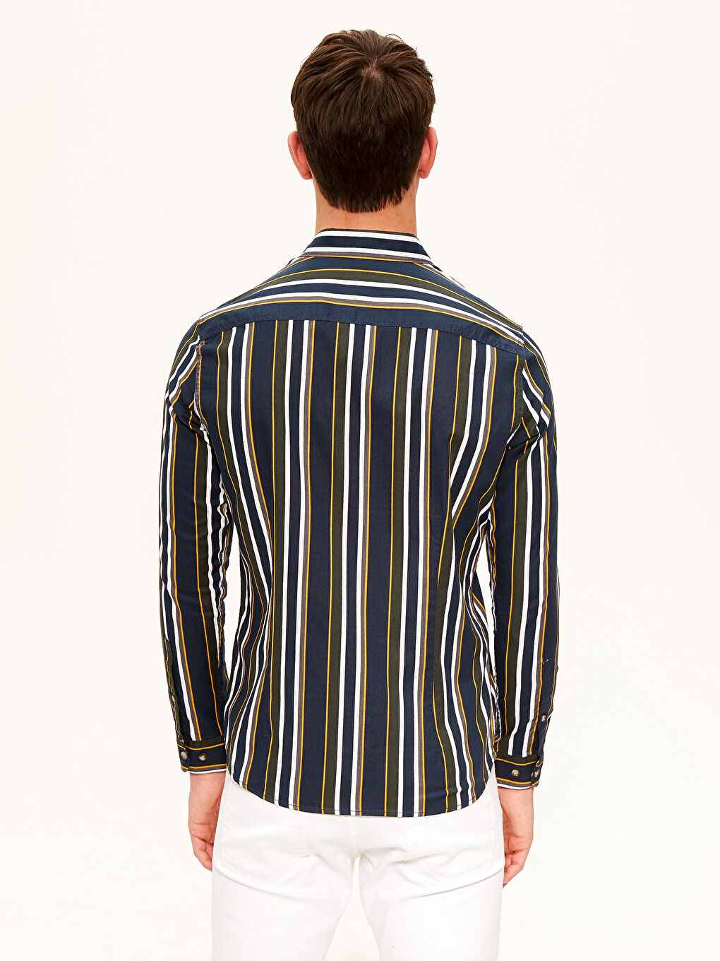 Chemise à rayures à manches longues ajustée-2