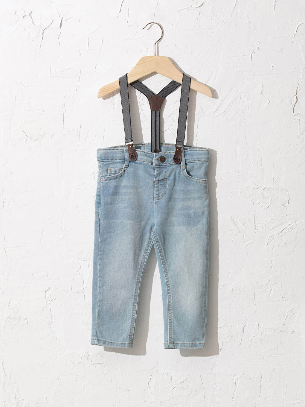 İndigo Erkek Bebek Jean Pantolon ve Pantolon Askısı-1