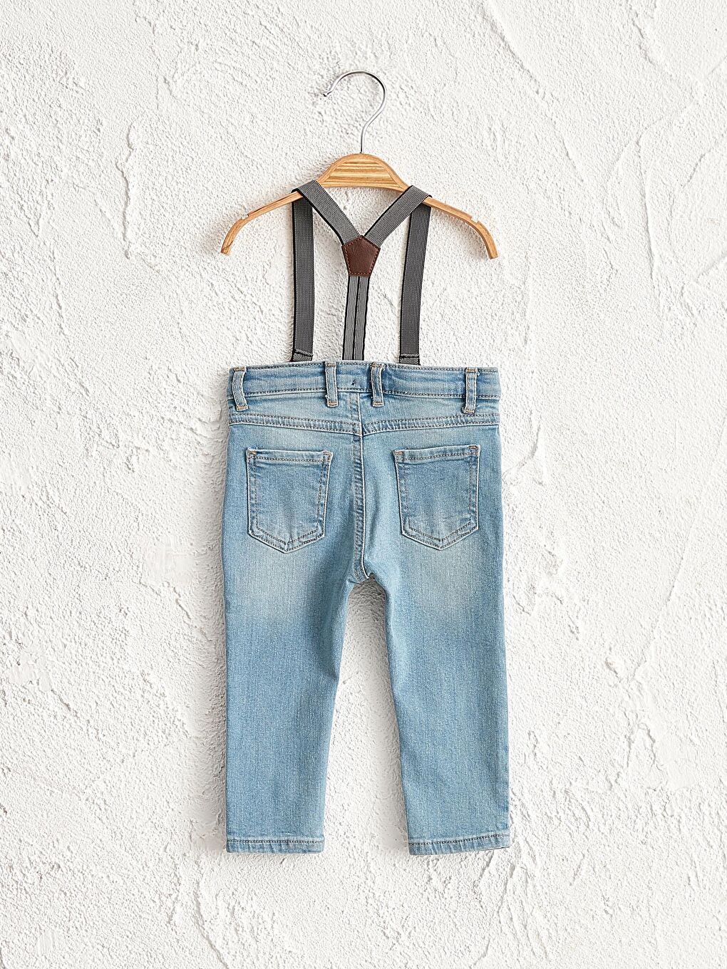 İndigo Erkek Bebek Jean Pantolon ve Pantolon Askısı-3