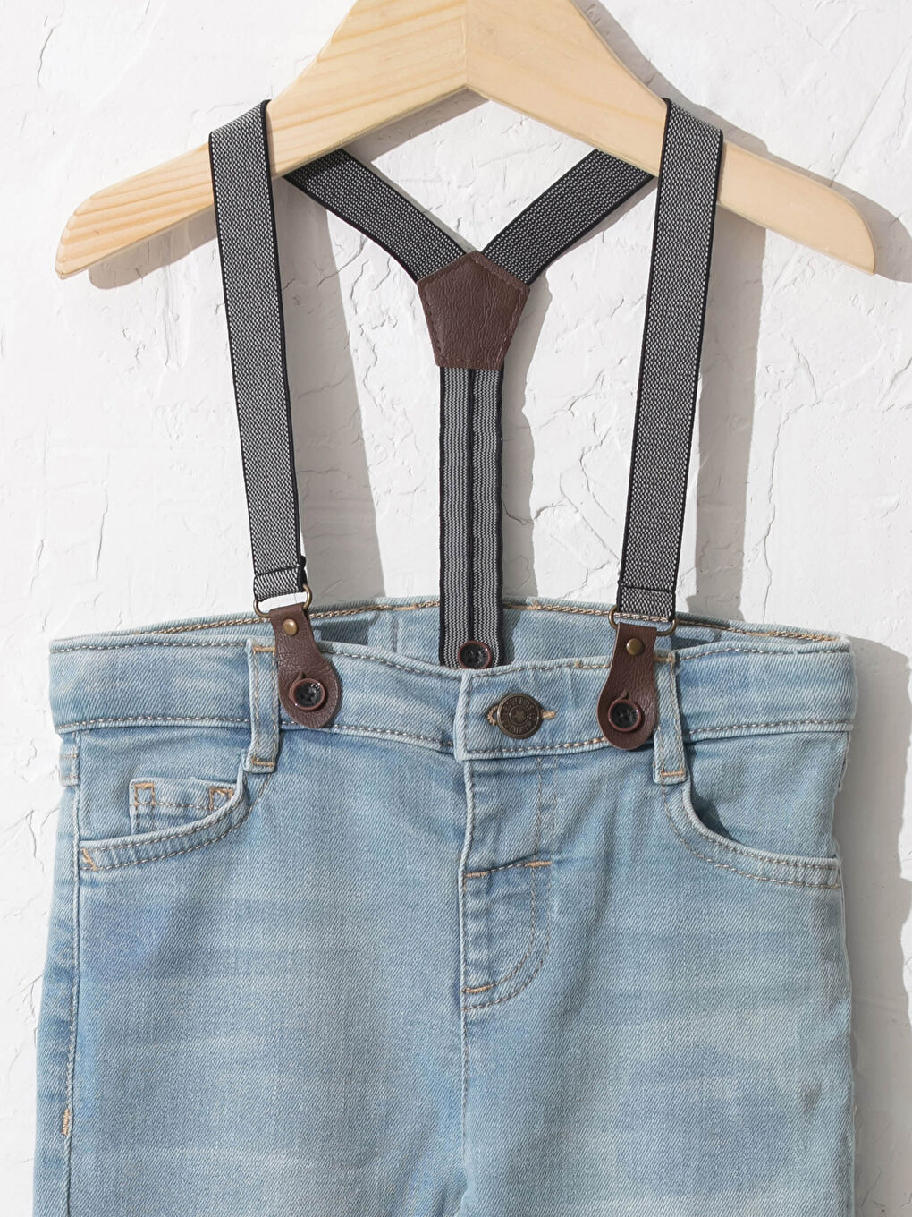 İndigo Erkek Bebek Jean Pantolon ve Pantolon Askısı-6