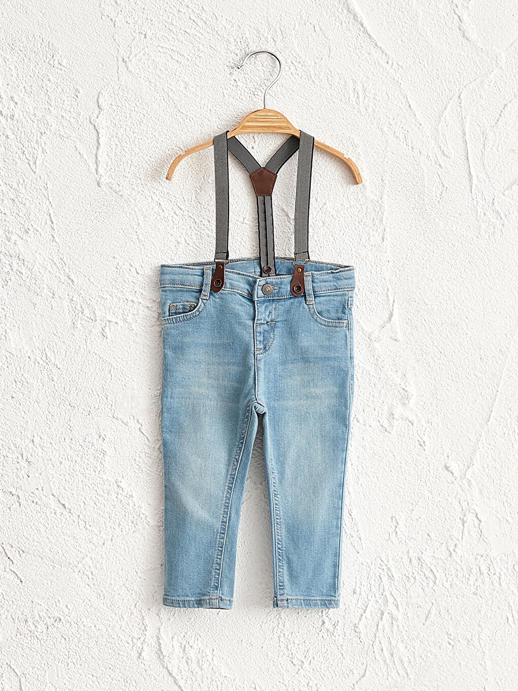 İndigo Erkek Bebek Jean Pantolon ve Pantolon Askısı-2