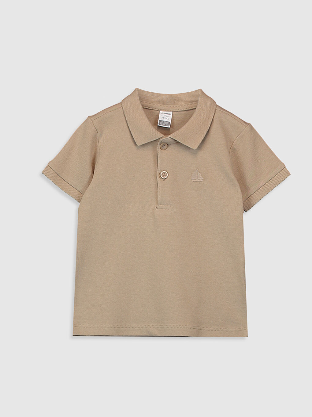 Bej Erkek Bebek Polo Yaka Basic Tişört