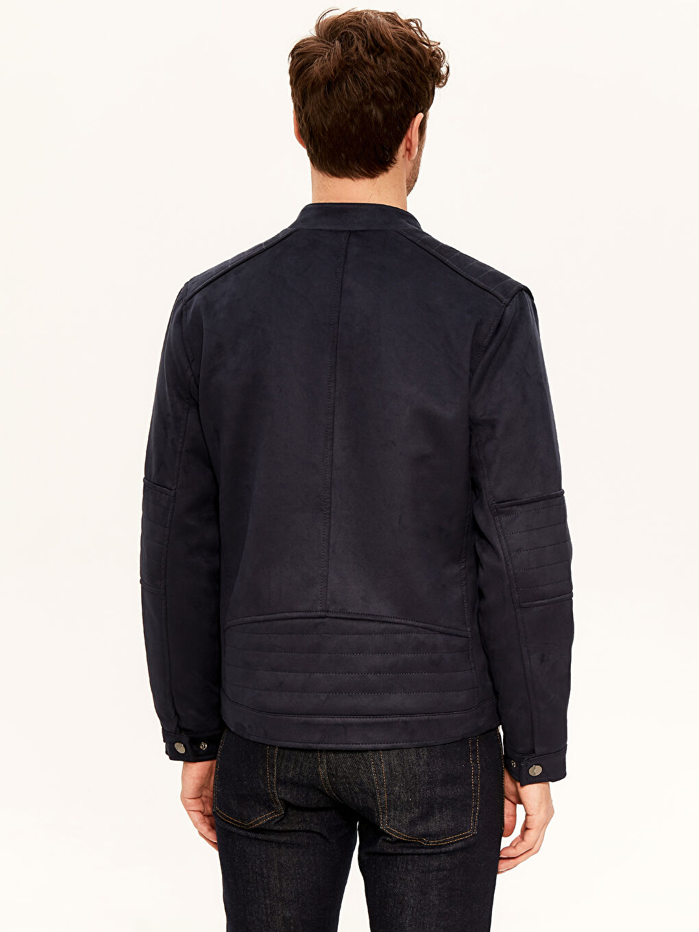İndigo Slim Fit Biker Yaka İnce Süet Erkek Mont-4