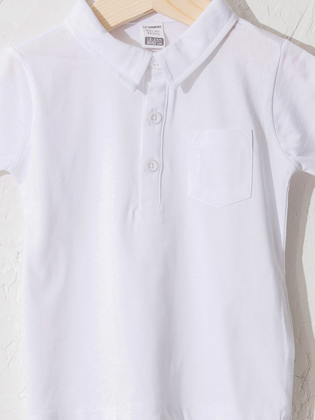 Beyaz Erkek Bebek Polo Yaka Tişört-2