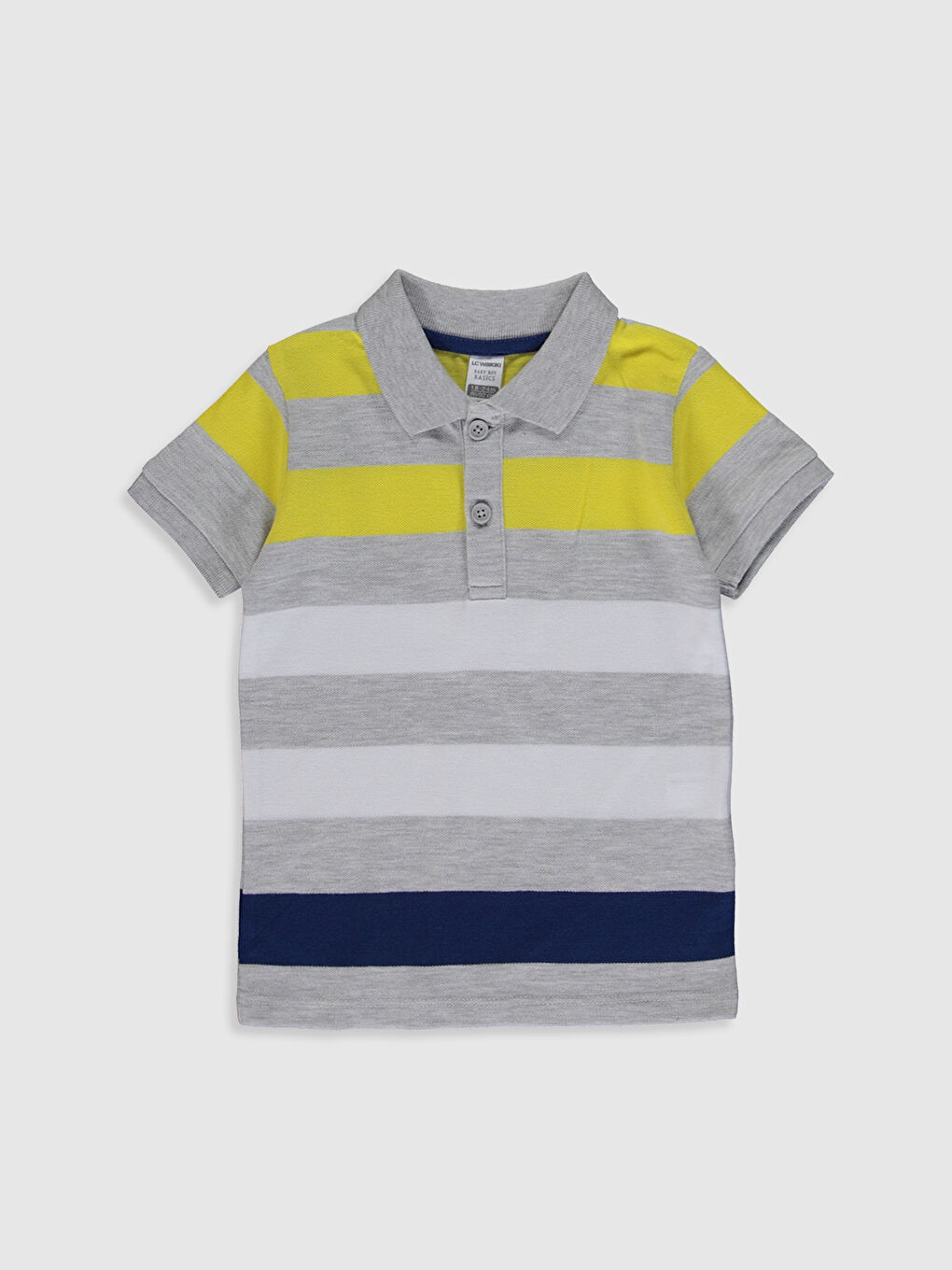 Sarı Polo Yaka Kısa Kollu Çizgili Erkek Bebek Tişört