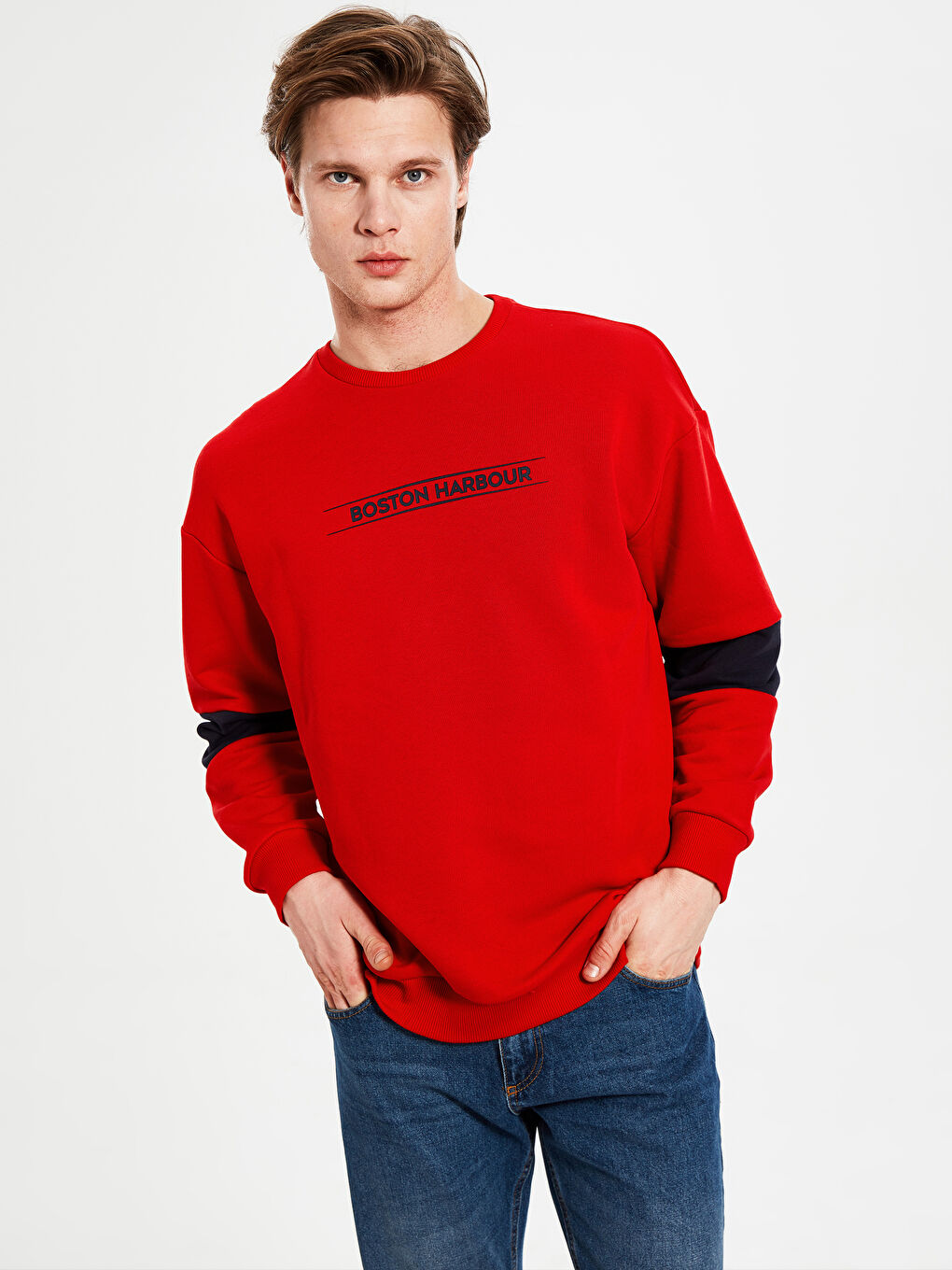 Sweat-shirt à Manches Longues pour Hommes avec Col Rond