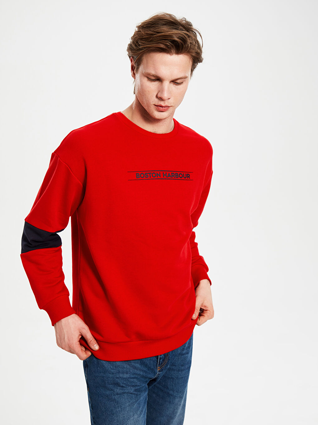Sweat-shirt à Manches Longues pour Hommes avec Col Rond-1