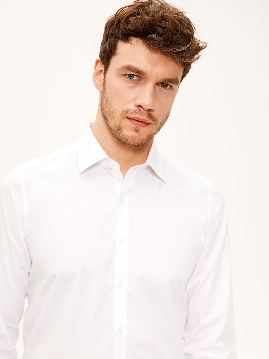 Slim Fit Long Sleeve Poplin Men's Shirt-3