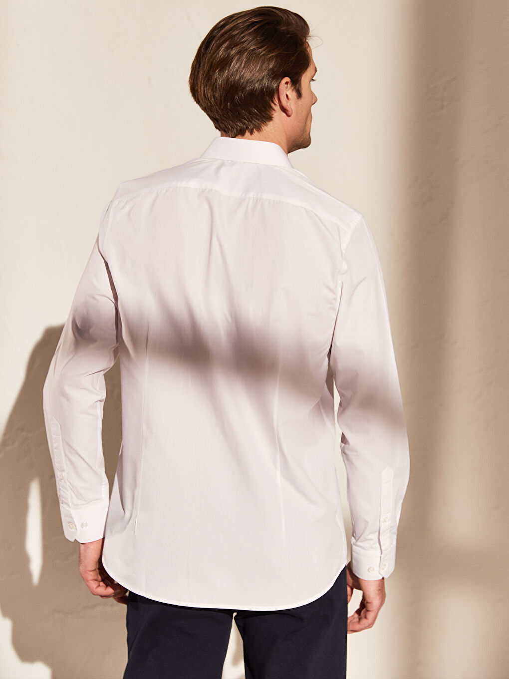 Slim Fit Long Sleeve Poplin Men's Shirt-4