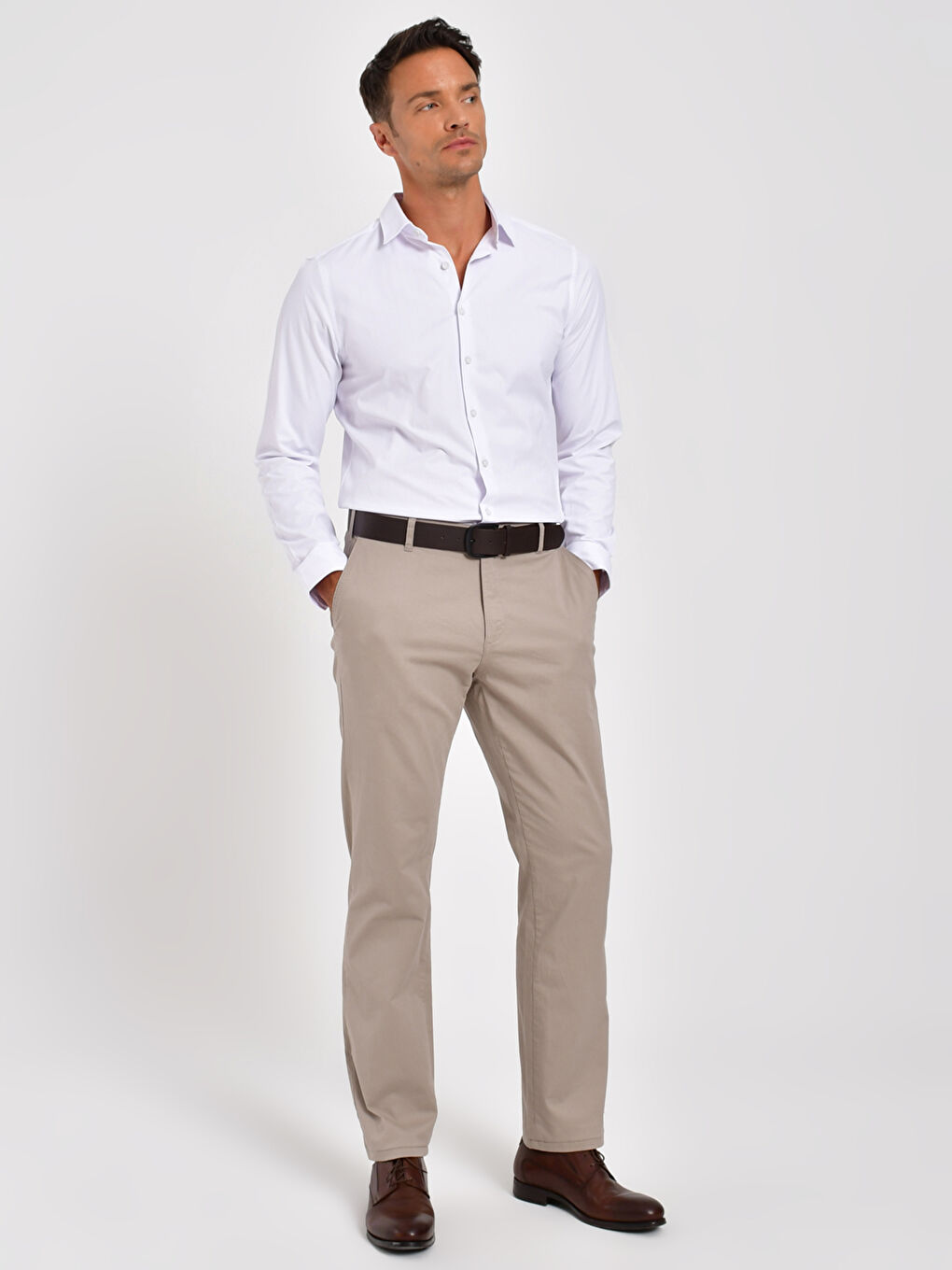 Beyaz Ekstra Slim Fit Uzun Kollu Poplin Erkek Gömlek-2