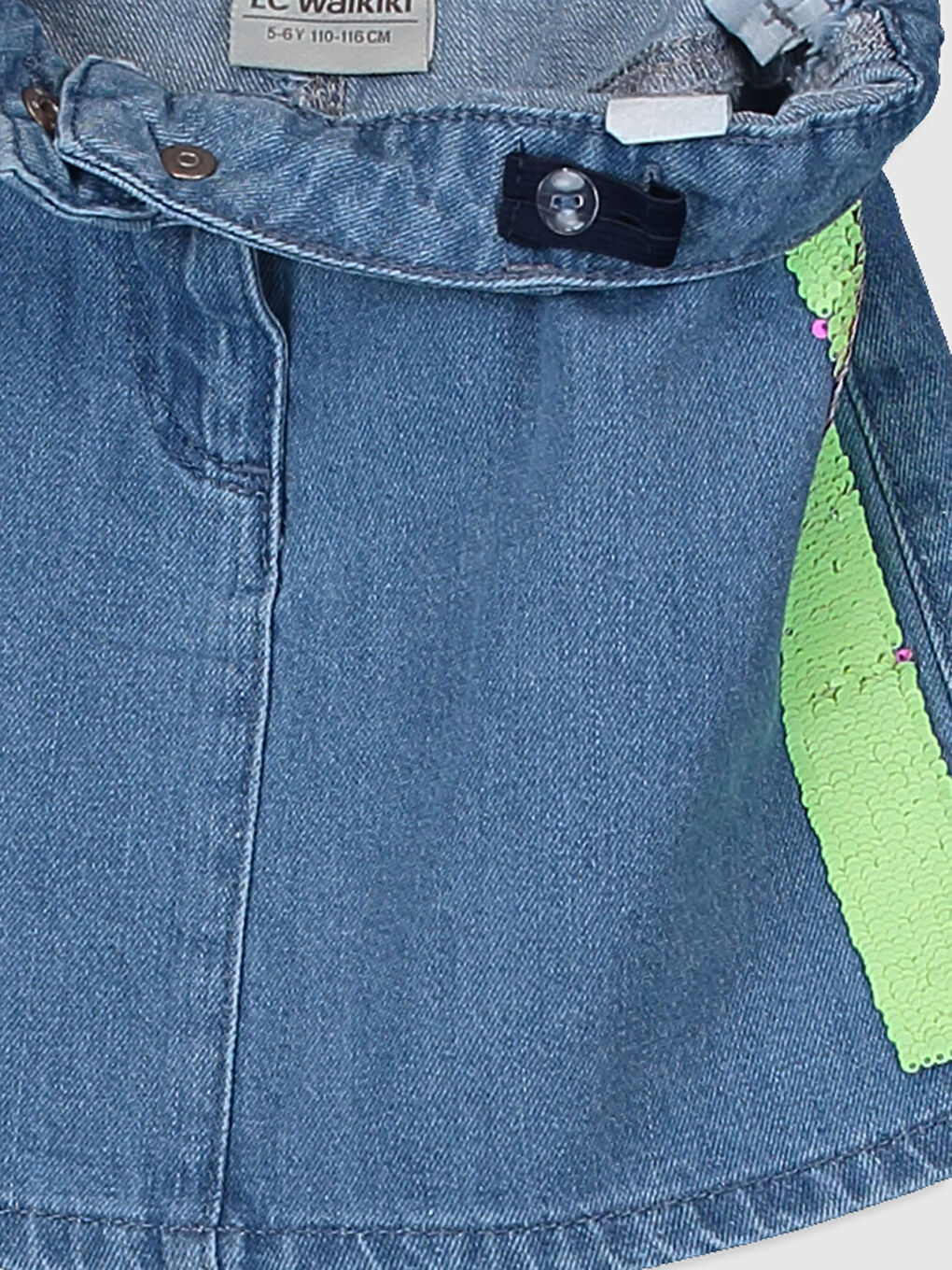 Two Way Sequined Cotton Girl's Jean Skirt-1