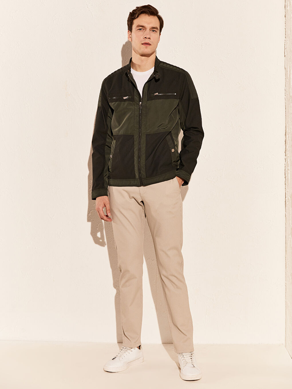 Yeşil Slim Fit Dik Yaka İnce Erkek Mont-4