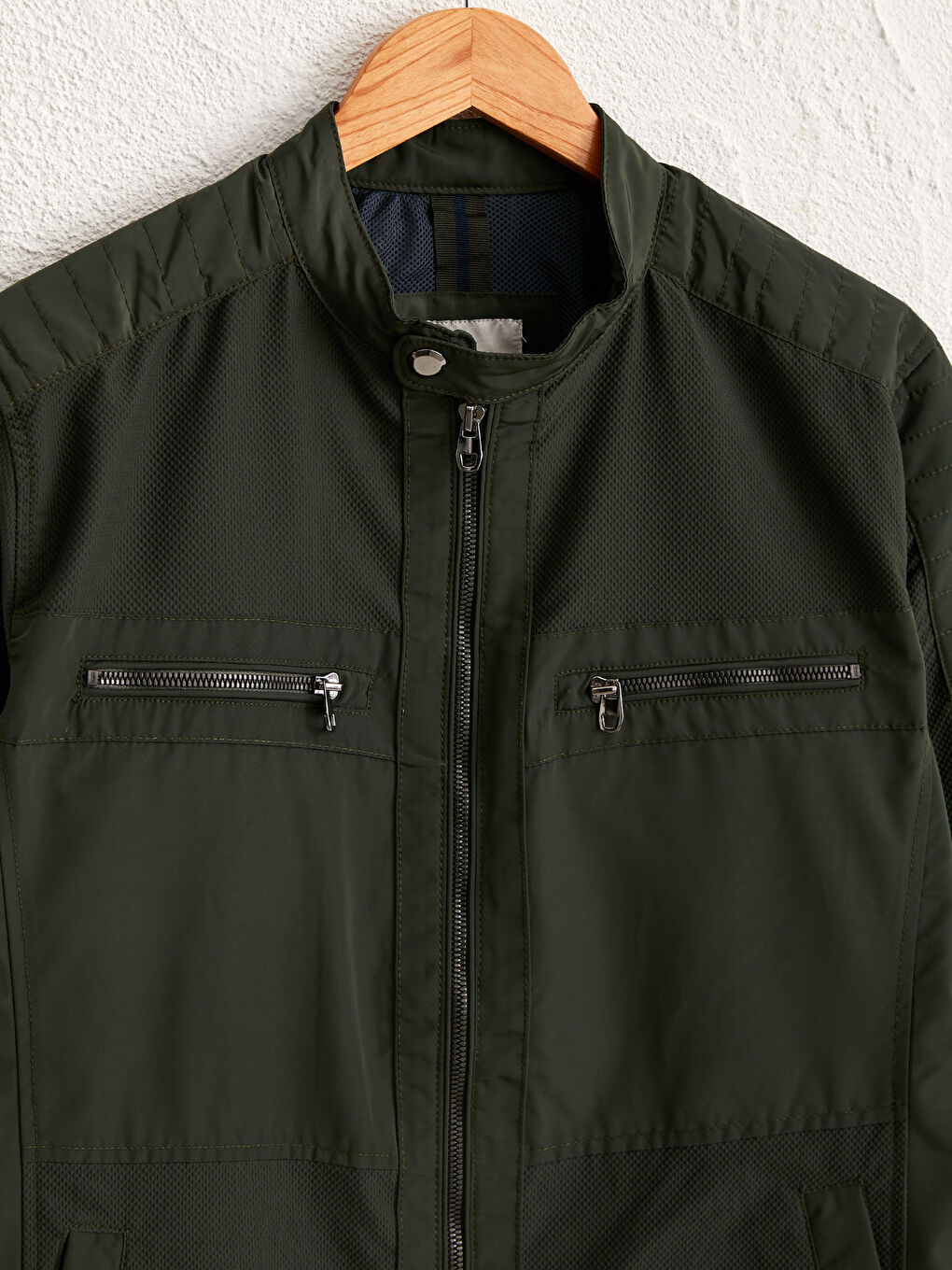 Yeşil Slim Fit Dik Yaka İnce Erkek Mont-3