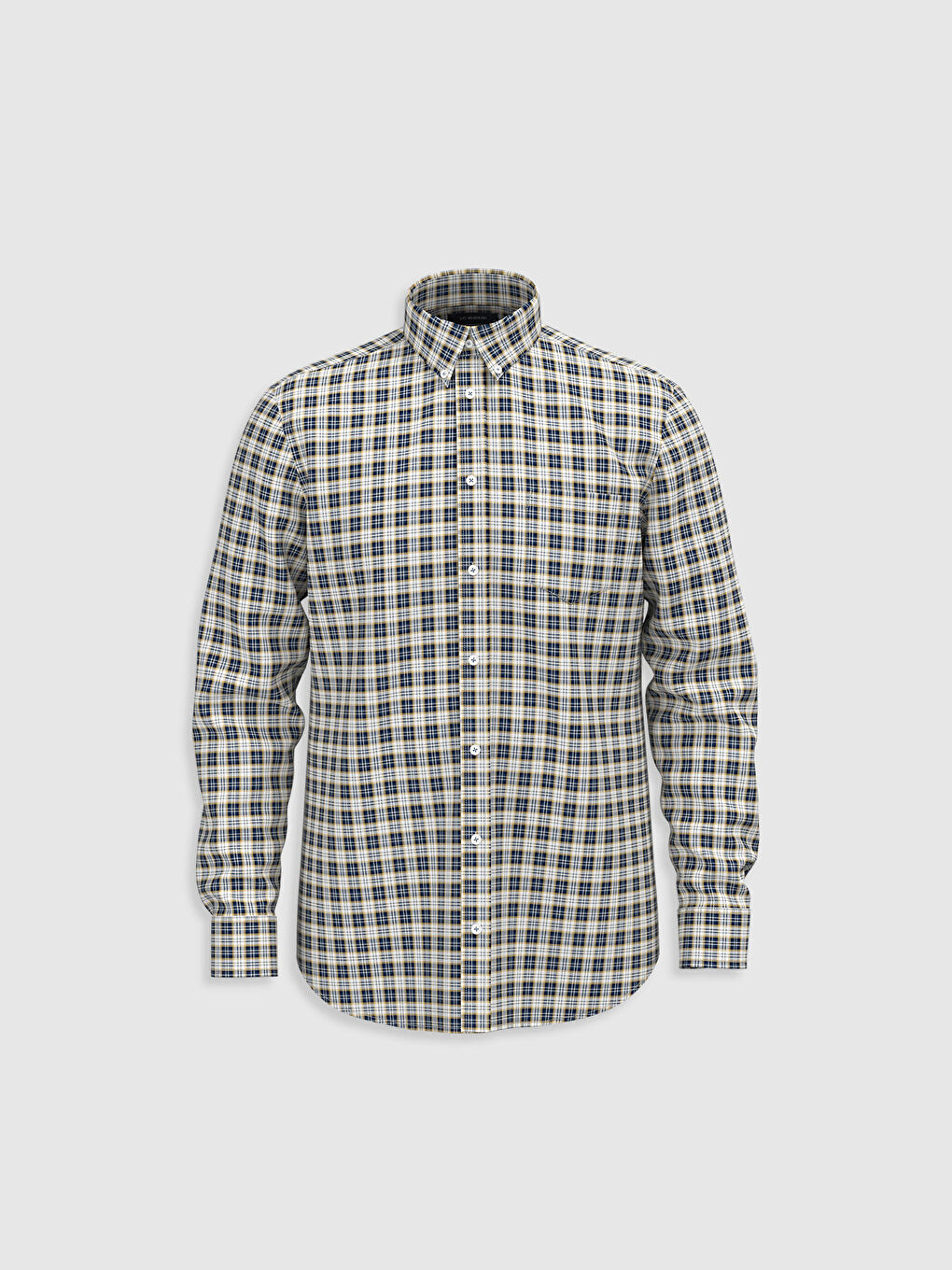 Chemise Gabardine Écossais Manches Longues Coupe Régulière-1