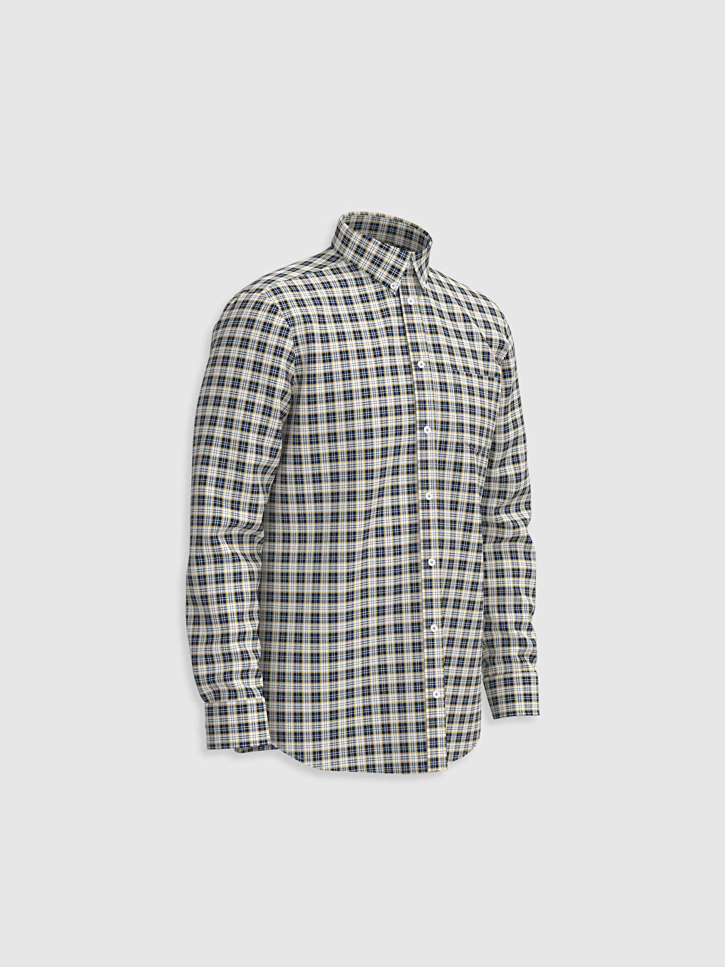 Chemise Gabardine Écossais Manches Longues Coupe Régulière-2