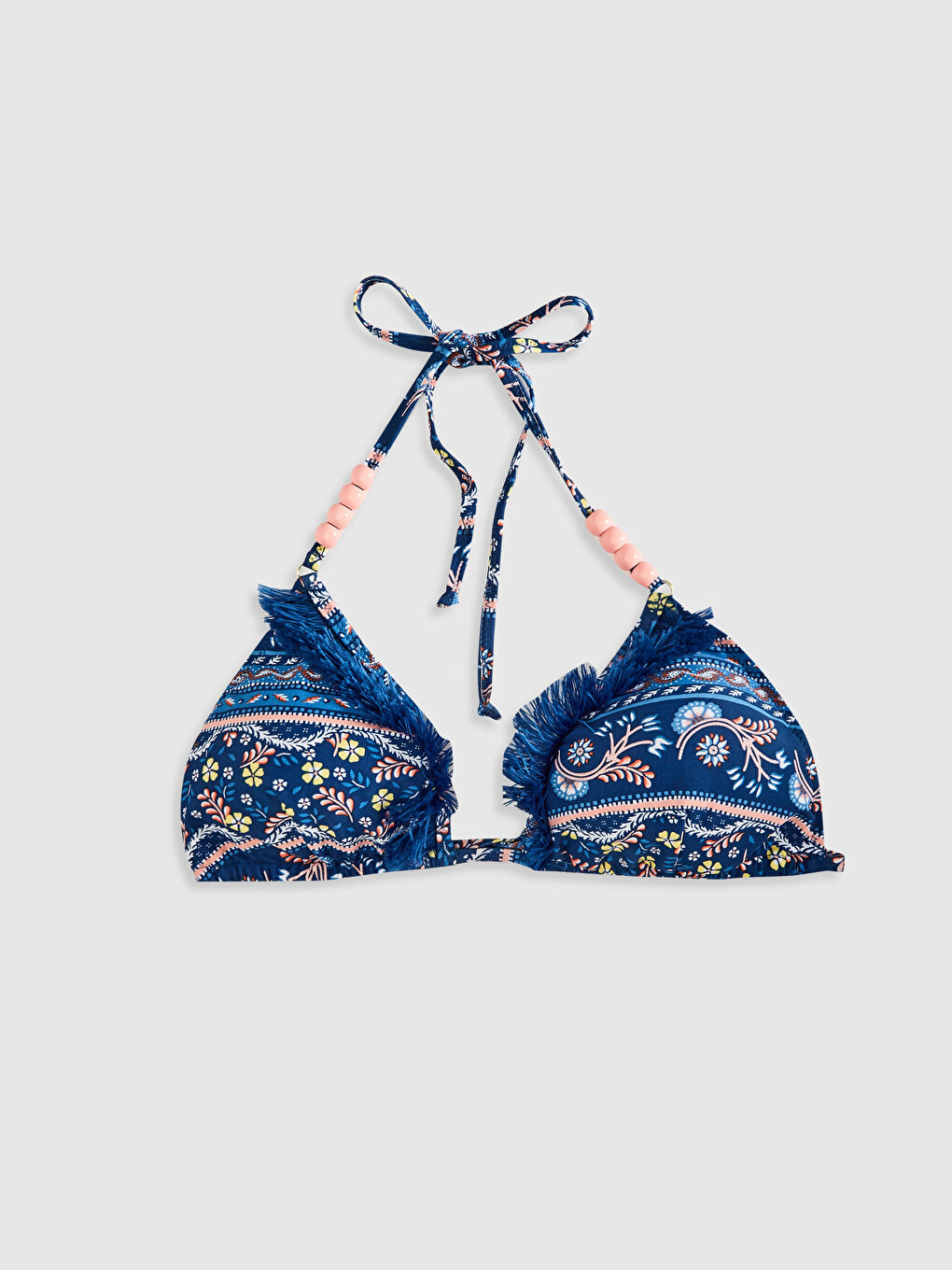 Мойынға байланатын өрнекті бикини үсті