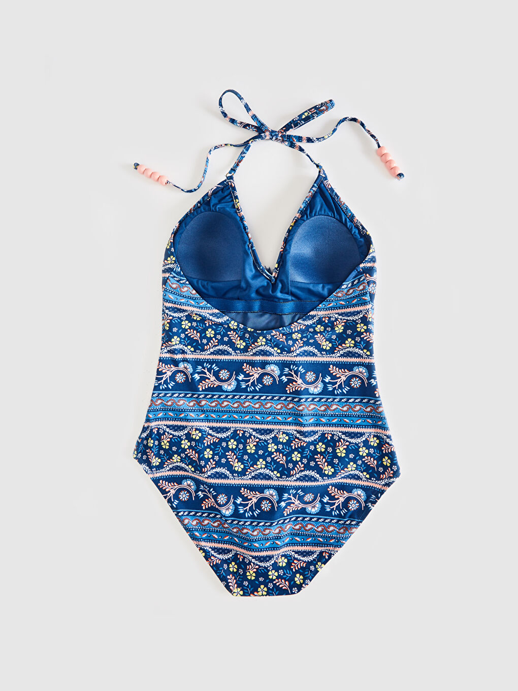 Patterned Triangle Swimsuit with Tassel Detail-1